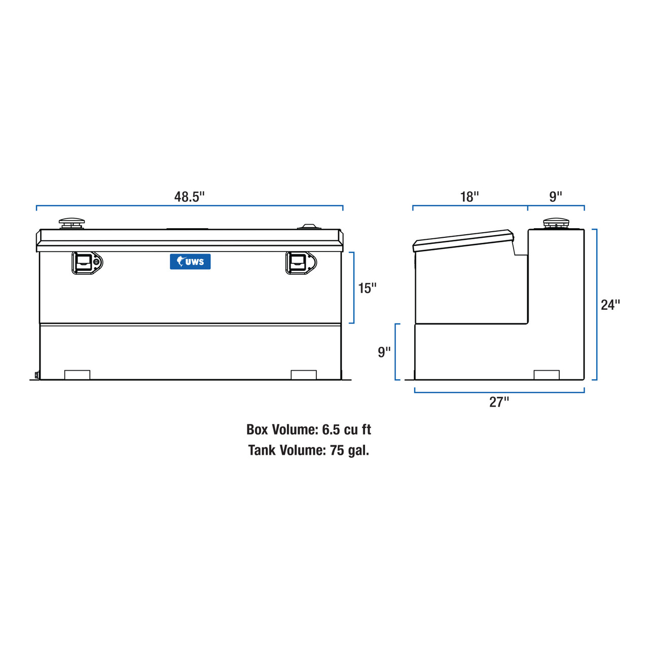 UWS White 75-Gallon Steel-Aluminum Combo Transfer Tank ST-75-COMBO-W UWS White 75-Gallon Steel-Aluminum Combo Transfer Tank ST-75-COMBO-W