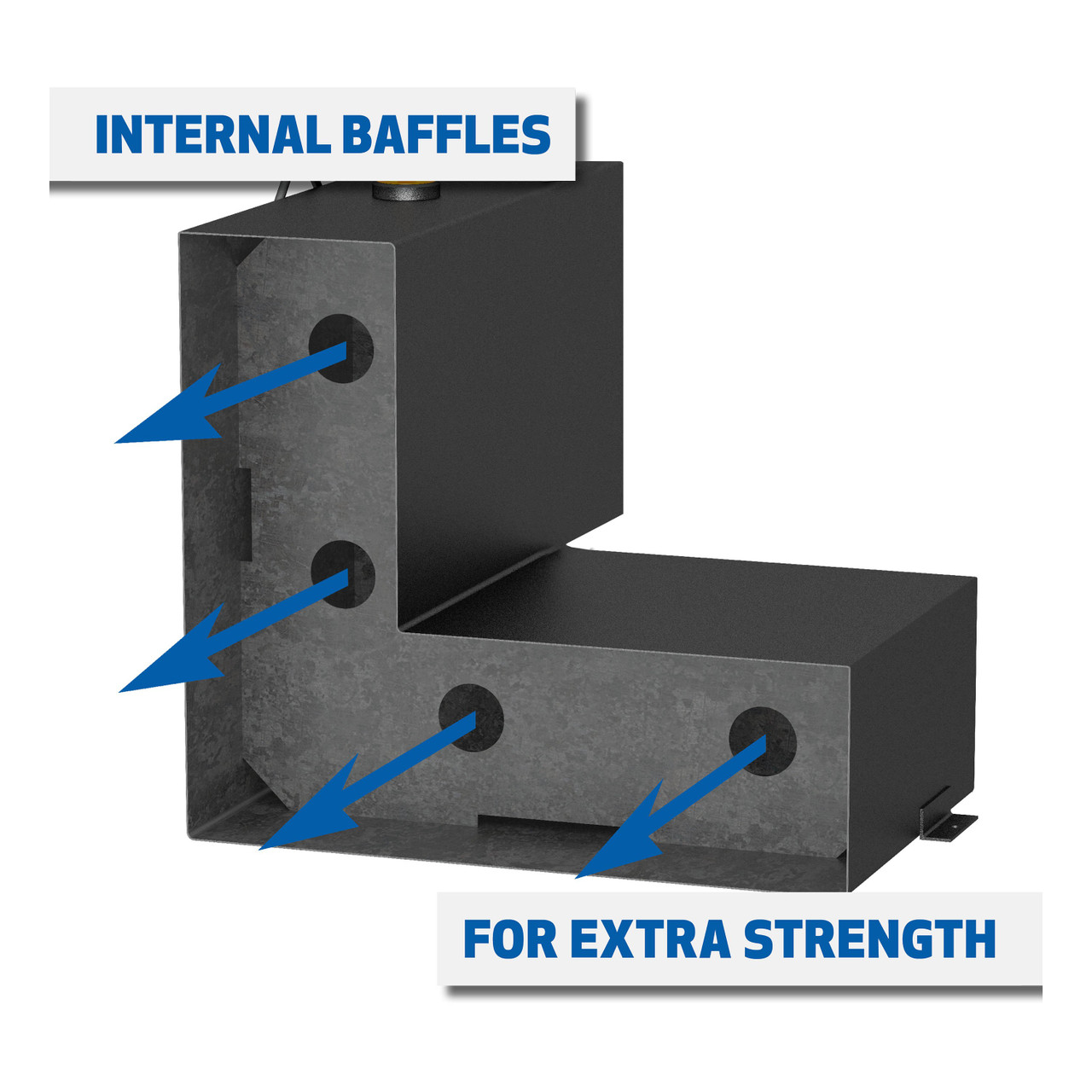 UWS Matte Black Hammerhead-Style 100-Gallon L-Shape Steel Transfer Tank ST-100HH-MB