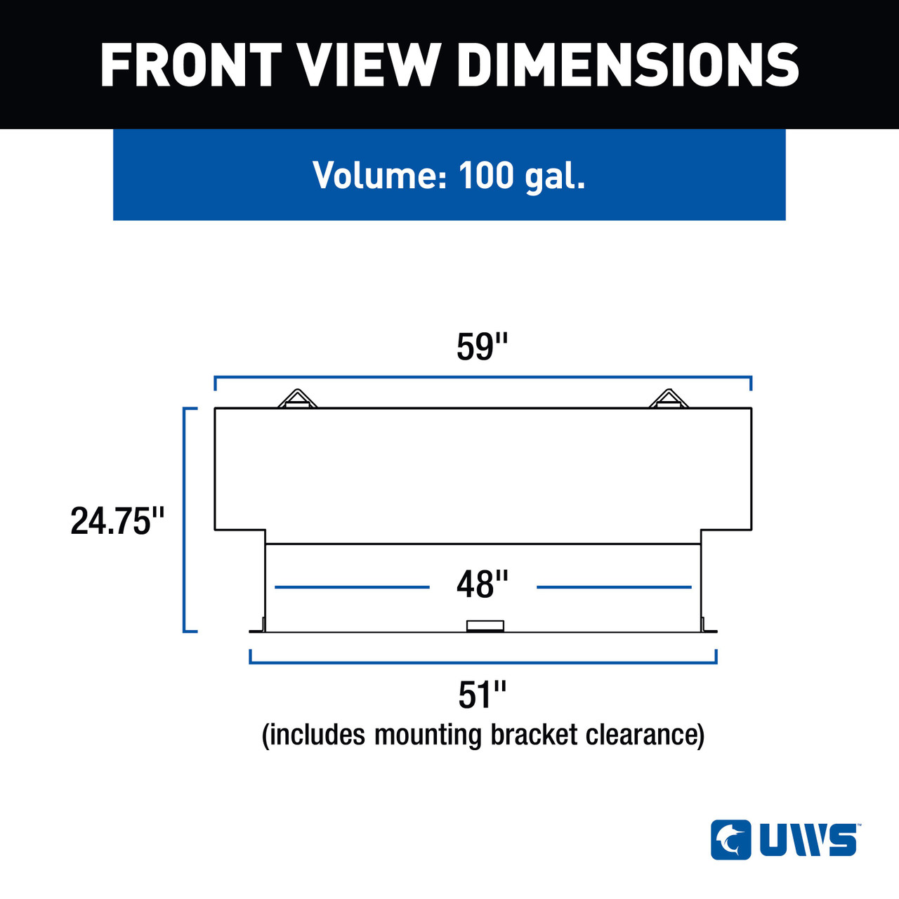 UWS Matte Black Hammerhead-Style 100-Gallon L-Shape Steel Transfer Tank ST-100HH-MB