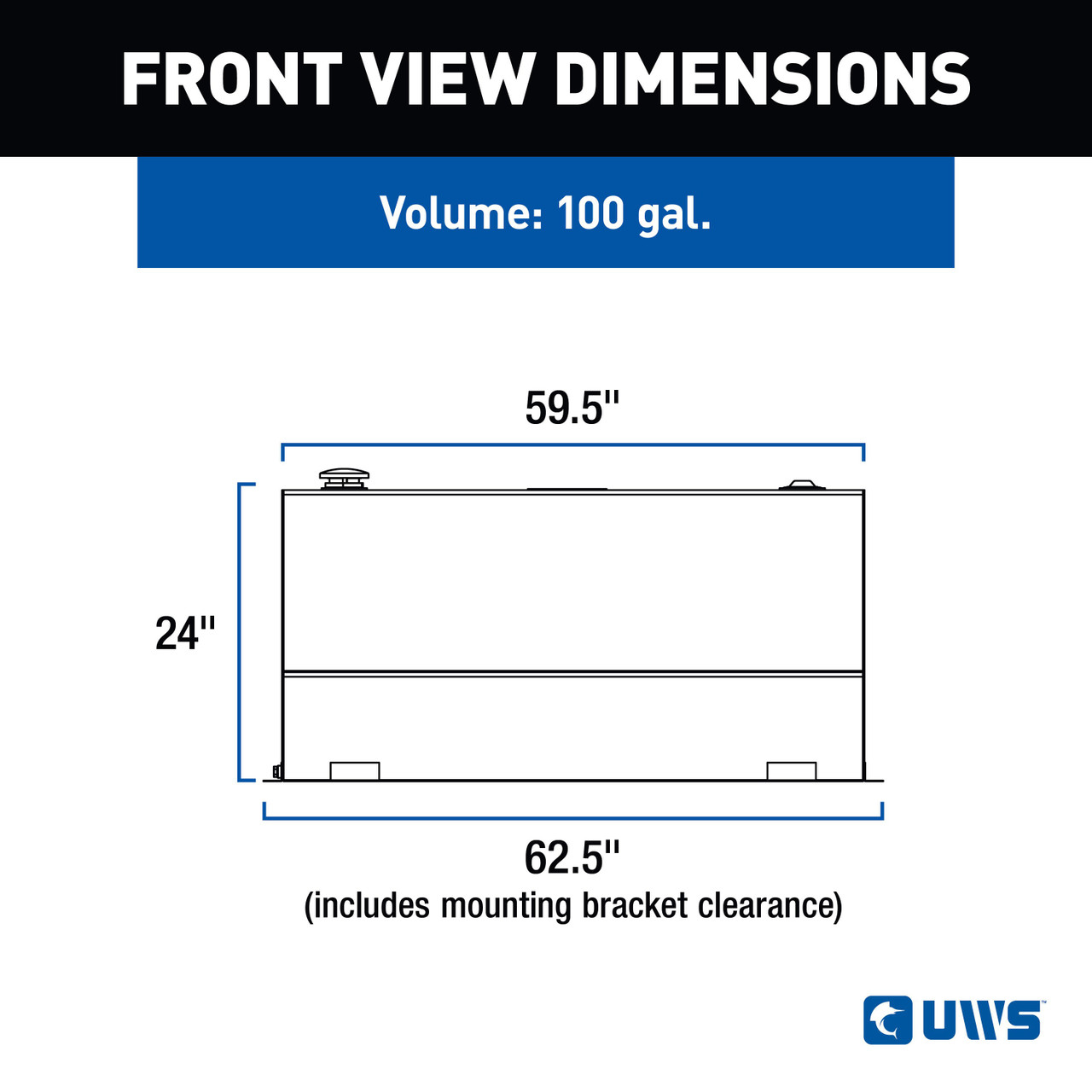 UWS Gloss Black 100-Gallon L-Shape Aluminum Transfer Tank TT-100-L-T-P-B