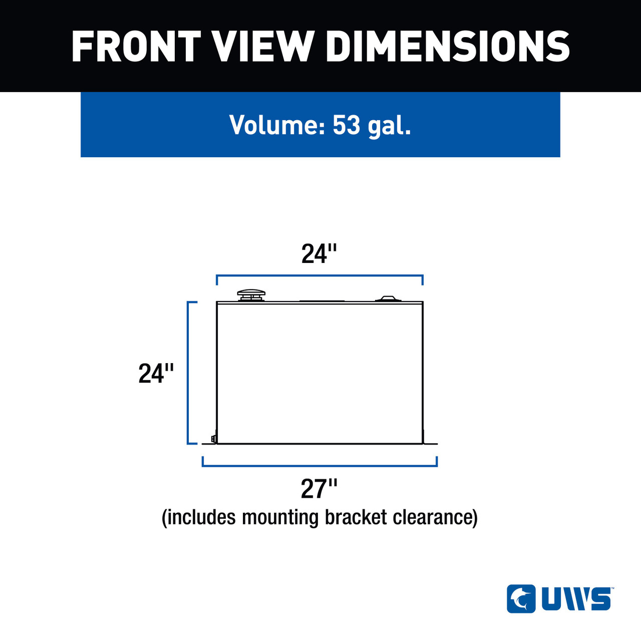 UWS White 53-Gallon Rectangle Steel Transfer Tank ST-53-R-W