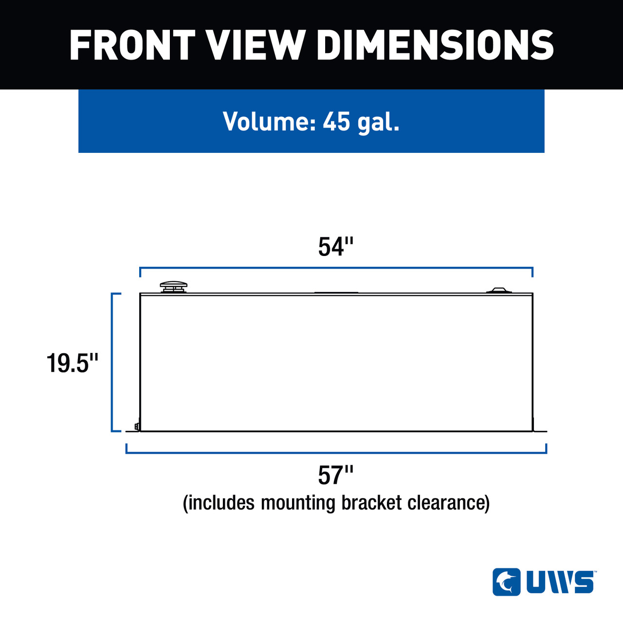 UWS 45-Gallon Rectangle Bright Aluminum Transfer Tank TT-45-R-T-P