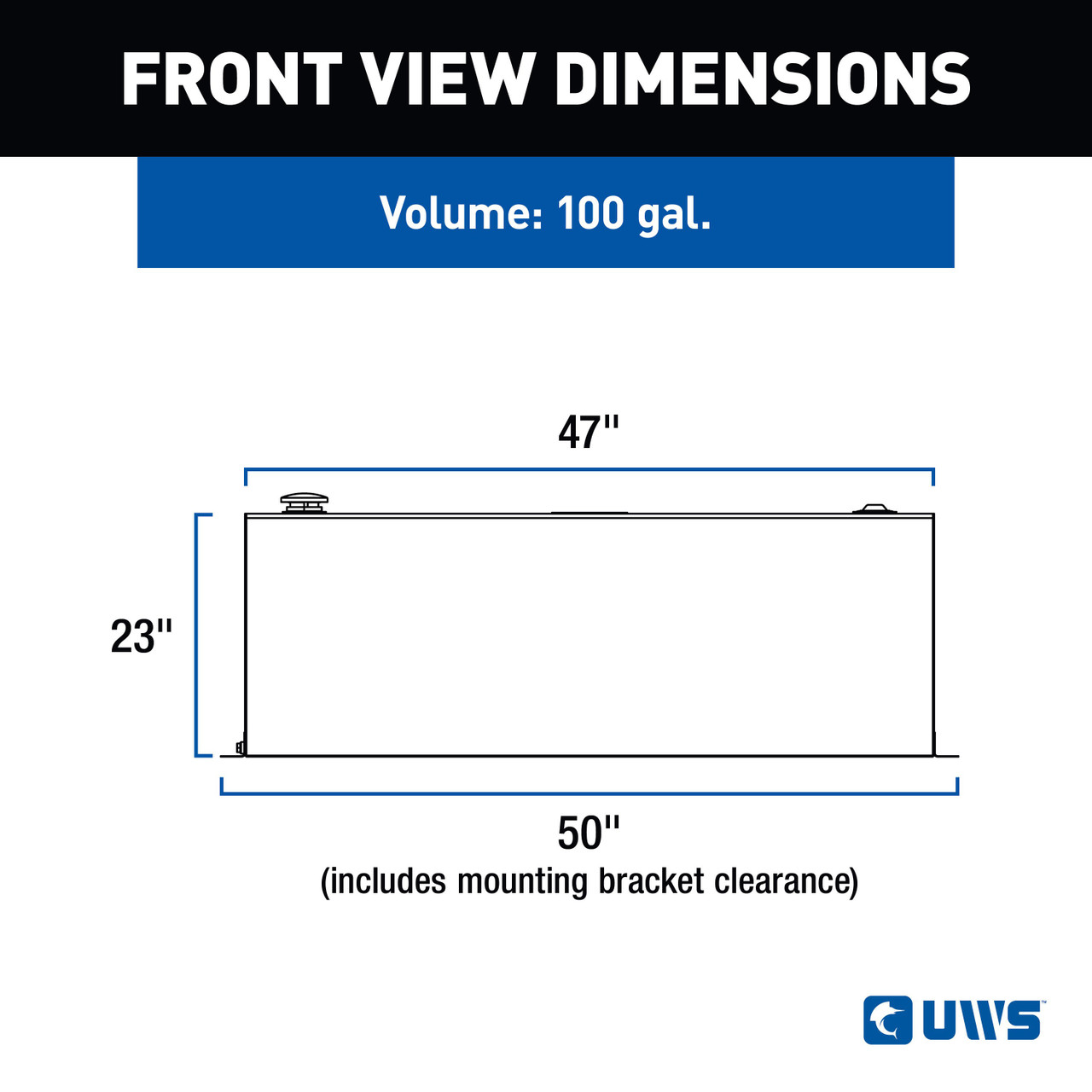 UWS Matte Black 100-Gallon Rectangle Steel Transfer Tank ST-100-RT-MB