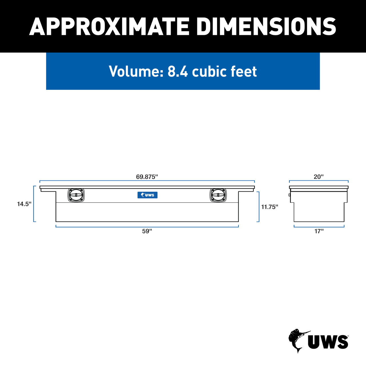 UWS Gloss Black 69" Secure Lock Truck Tool Box, Low Profile SL-69-LP-BLK