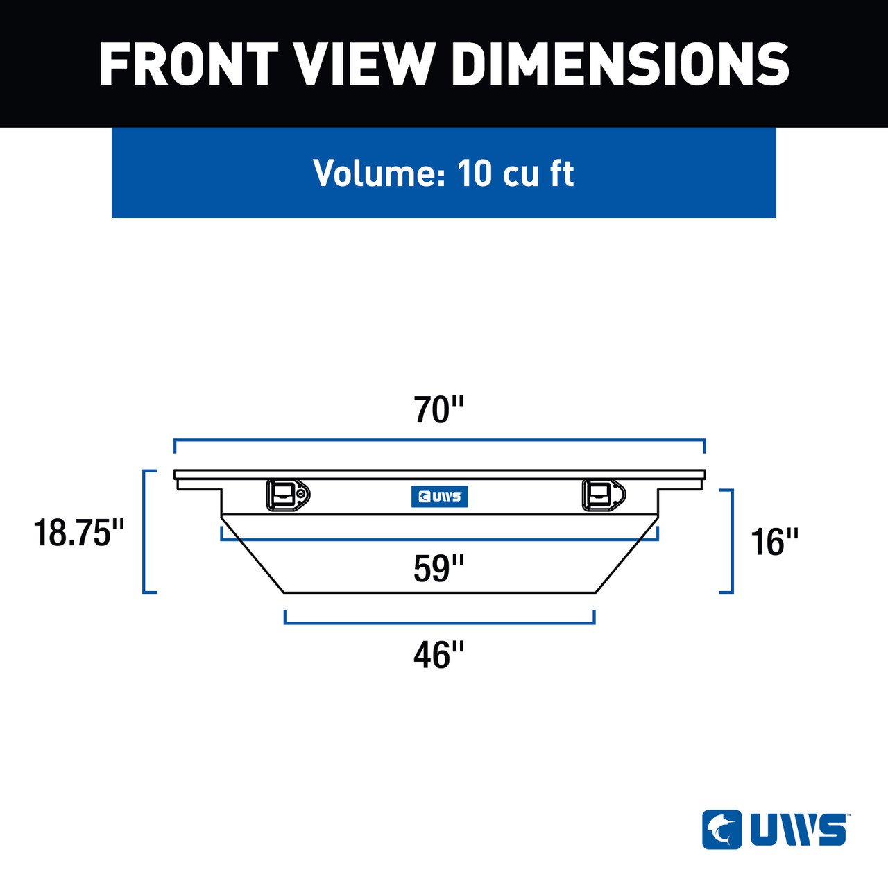 UWS Gloss Black Aluminum 69" Deep Angle Tool Box, Low Profile (Heavy Packaging) EC10772