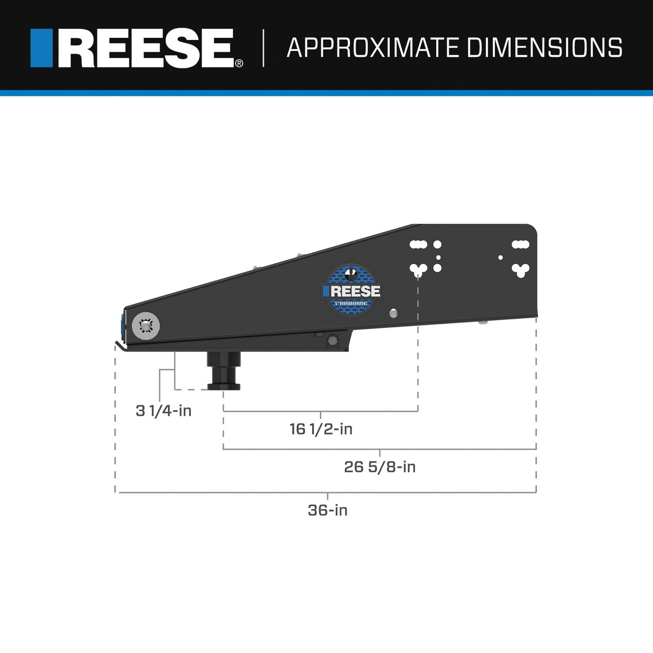 Reese 5th Airborne  5th Wheel Pin Box, Air Ride,  20,000 lbs. Capacity, Fits Lippert (1621, 1716, 0719, Rhino Pattern), Fabex PB 600 Series