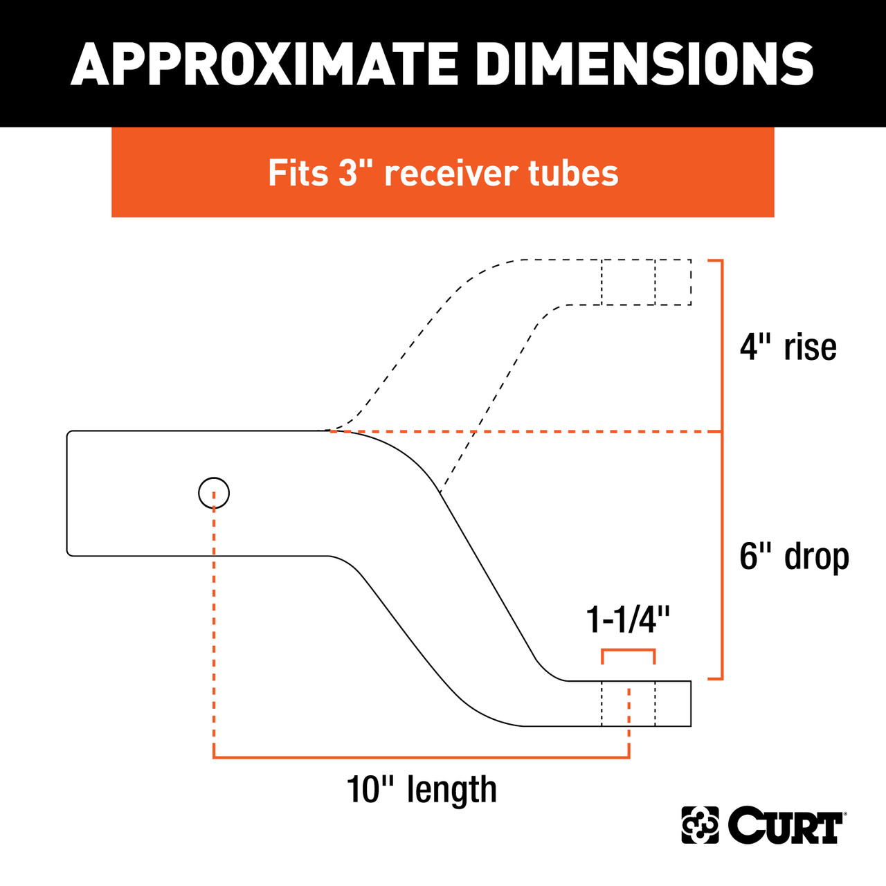 CURT Industrial Duty Forged Ball Mount (3" Shank, 21,000 lbss., 6" Drop, 10" Long) Trailer Hitch Ball Mount