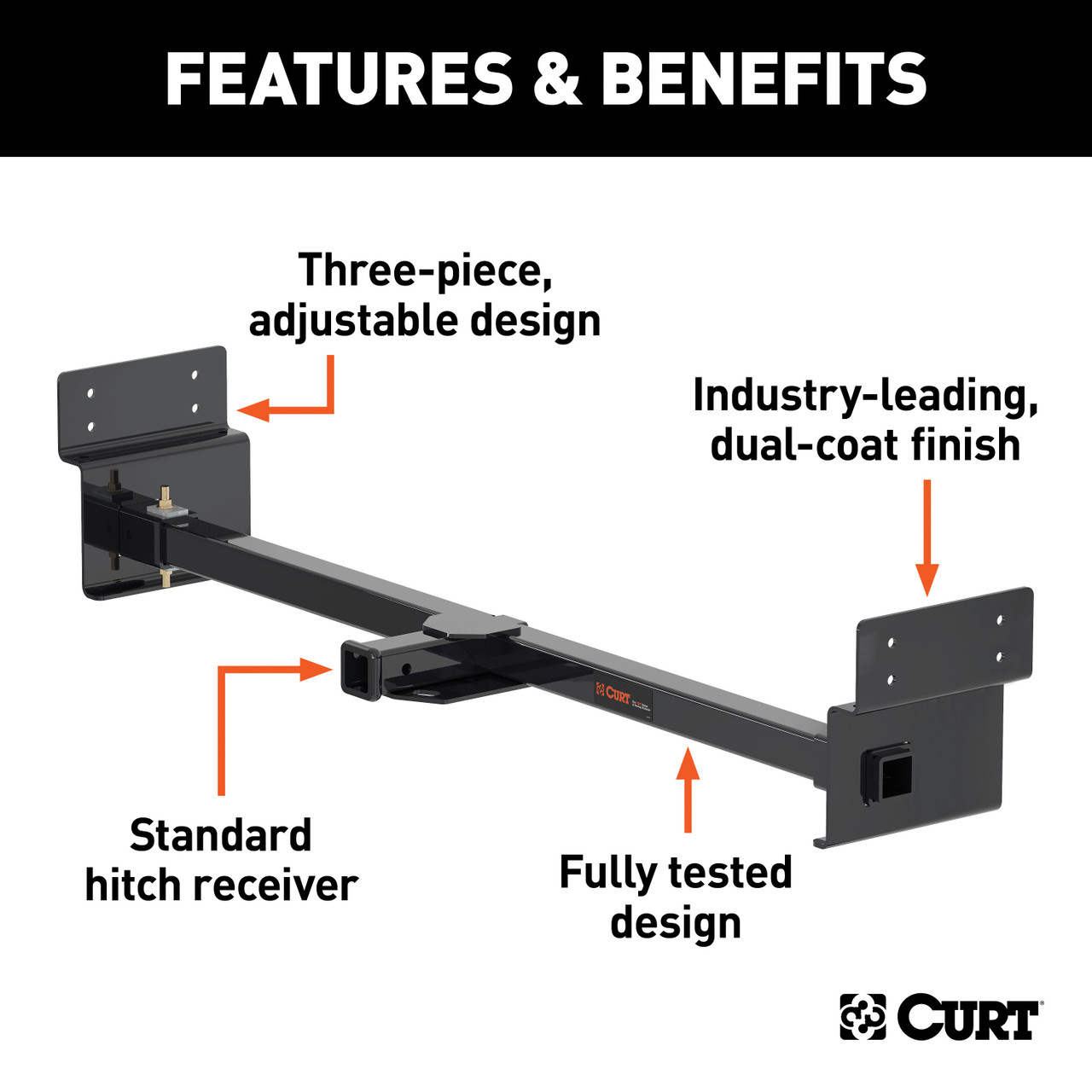 CURT Adjustable RV Trailer Hitch, 2" Receiver (Up to 72" Frames) Trailer Hitch