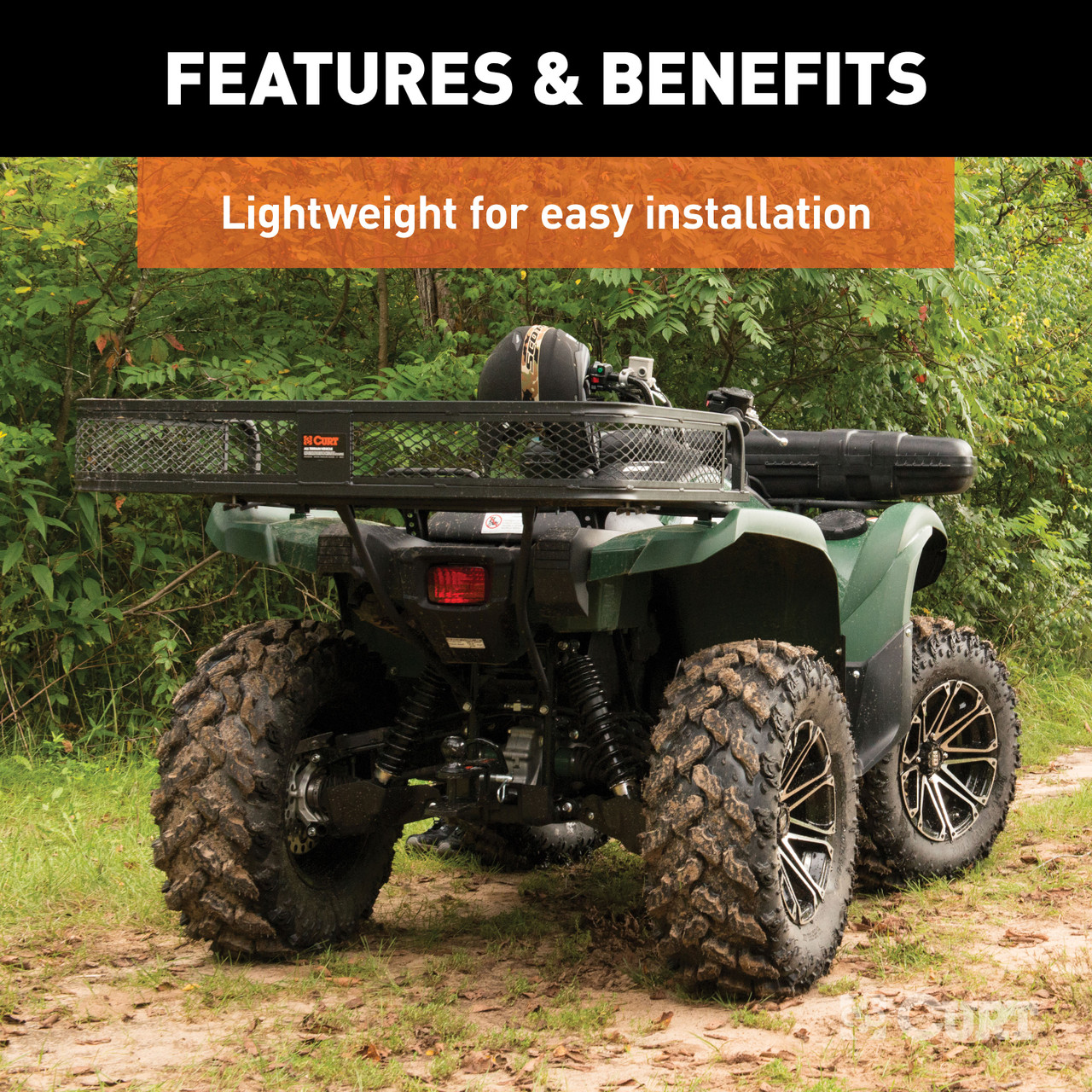 CURT 41" x 26" Black Steel Universal ATV Cargo Carrier Receiver Hitch Mounted Cargo Carrier