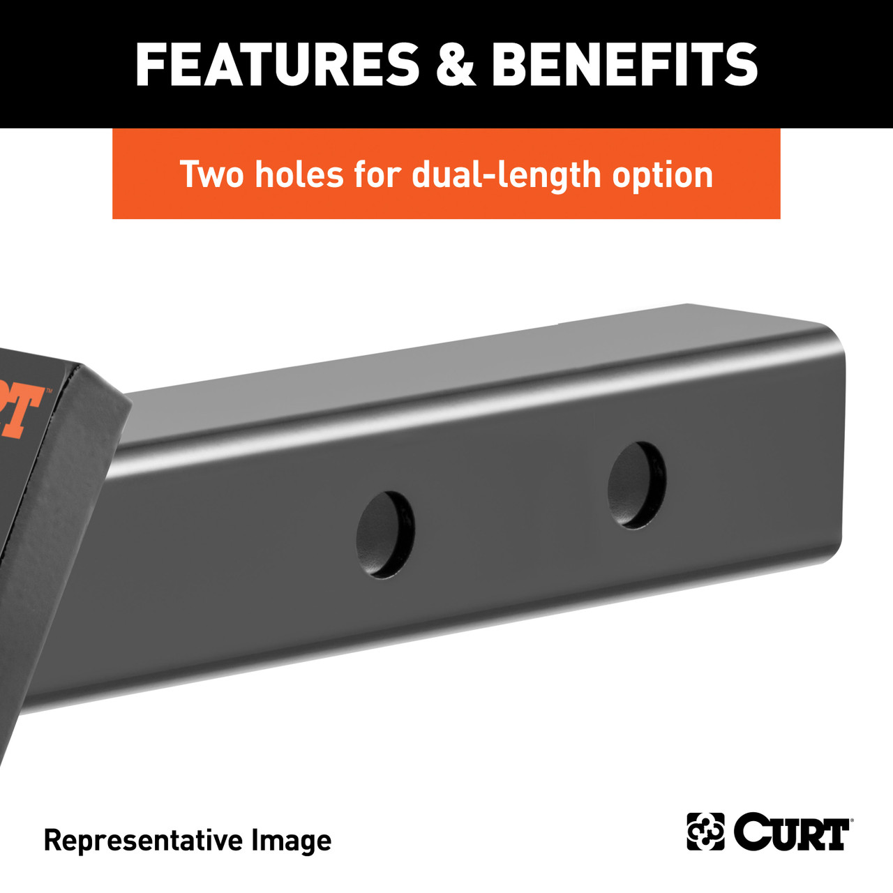CURT Dual-Length Ball Mount (2" Shank, 7,500 lbss., 2" Drop, 7-1/2" or 10-1/2" Long) Trailer Hitch Ball Mount