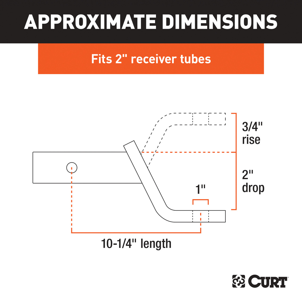 CURT Class 3 Ball Mount (2" Shank, 7,500 lbss., 2" Drop, 10-1/4" Long) Trailer Hitch Ball Mount