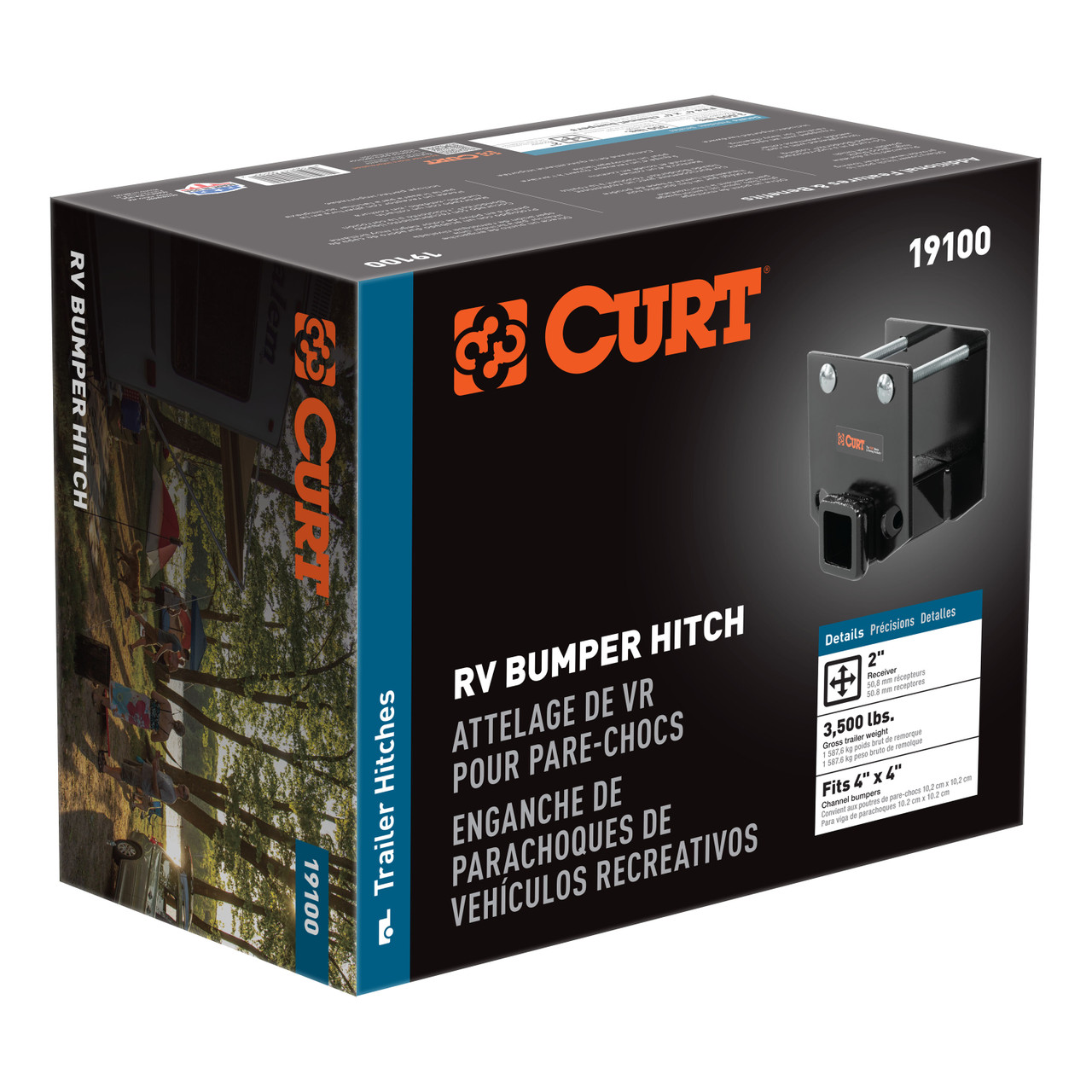 CURT RV Bumper Hitch with 2" Receiver (Fits 4" x 4" Bumper Beams) Trailer Hitch