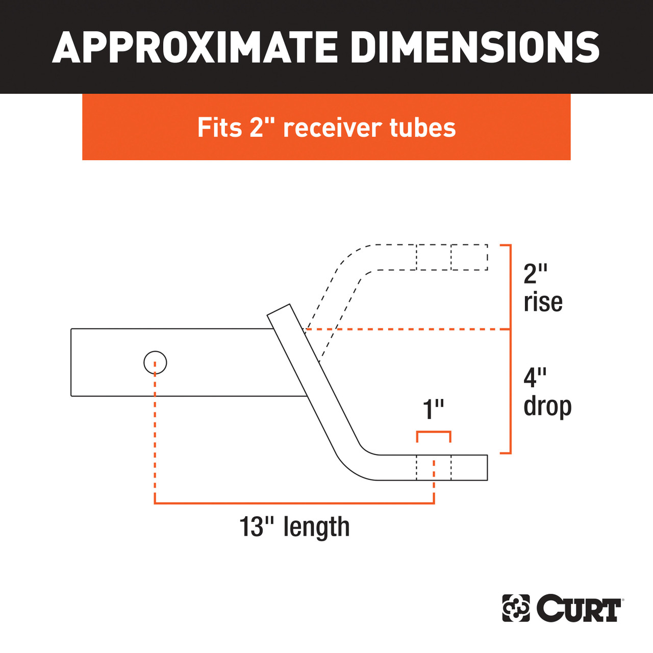 CURT Class 3 Ball Mount (2" Shank, 7,500 lbss., 4" Drop, 13" Long) Trailer Hitch Ball Mount