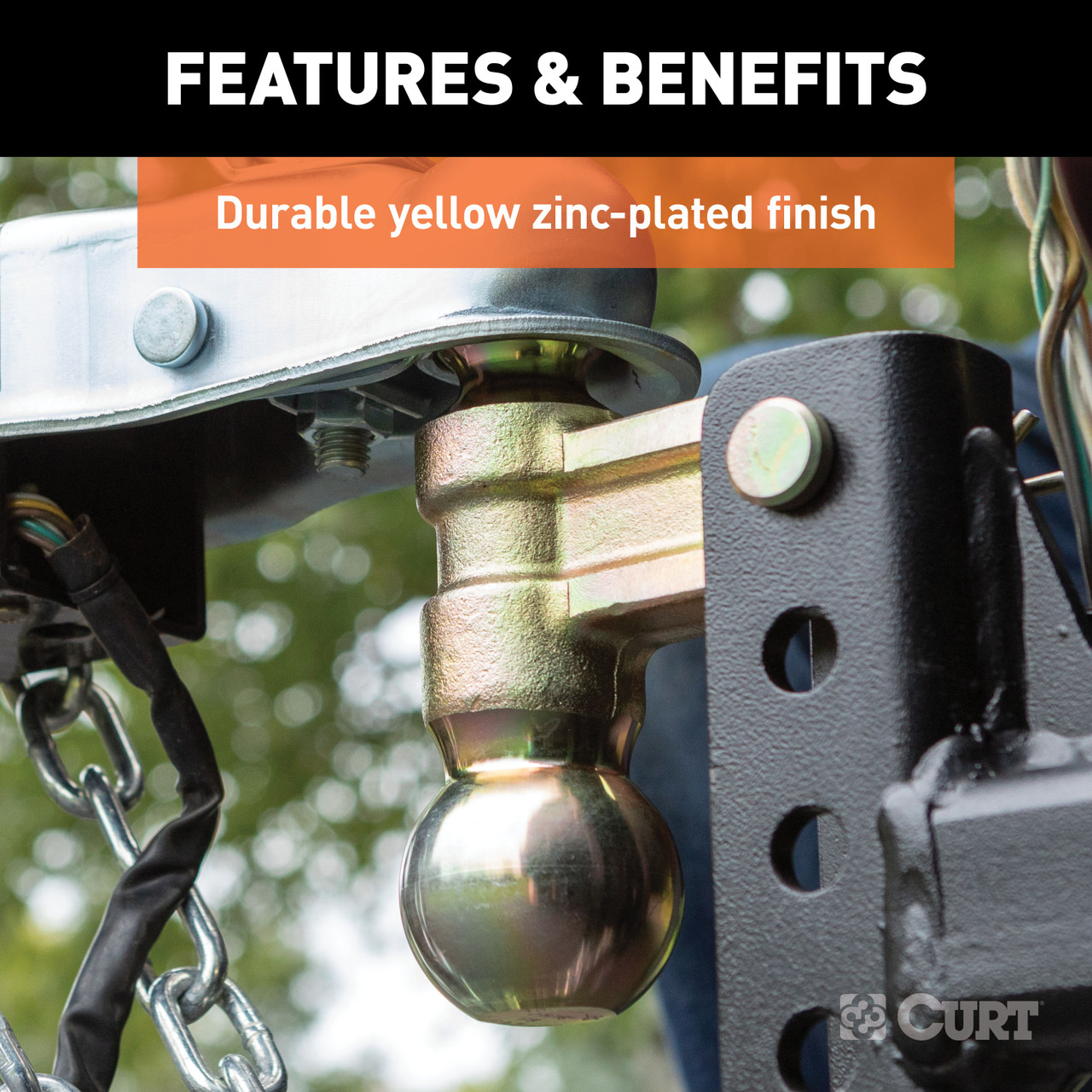 CURT Slim Adjustable Channel Mount with Dual Ball (2" Shank, 10K, 3-3/4" Drop) Trailer Hitch Ball Mount