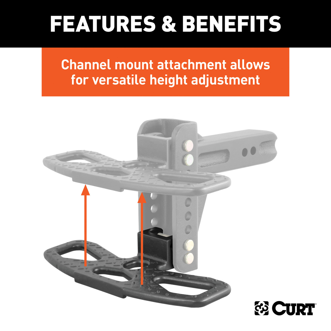 CURT Adjustable Channel Mount Hitch Step Receiver Hitch Mounted Step