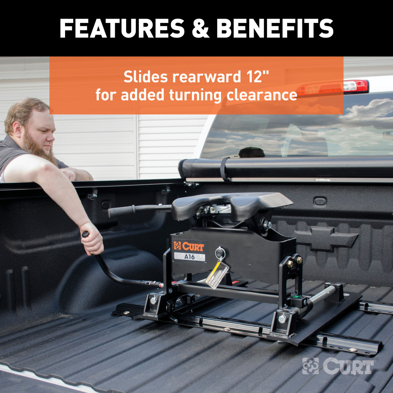 CURT 16K, A16 Sliding 5th Wheel Hitch, 16,000 lbs. 