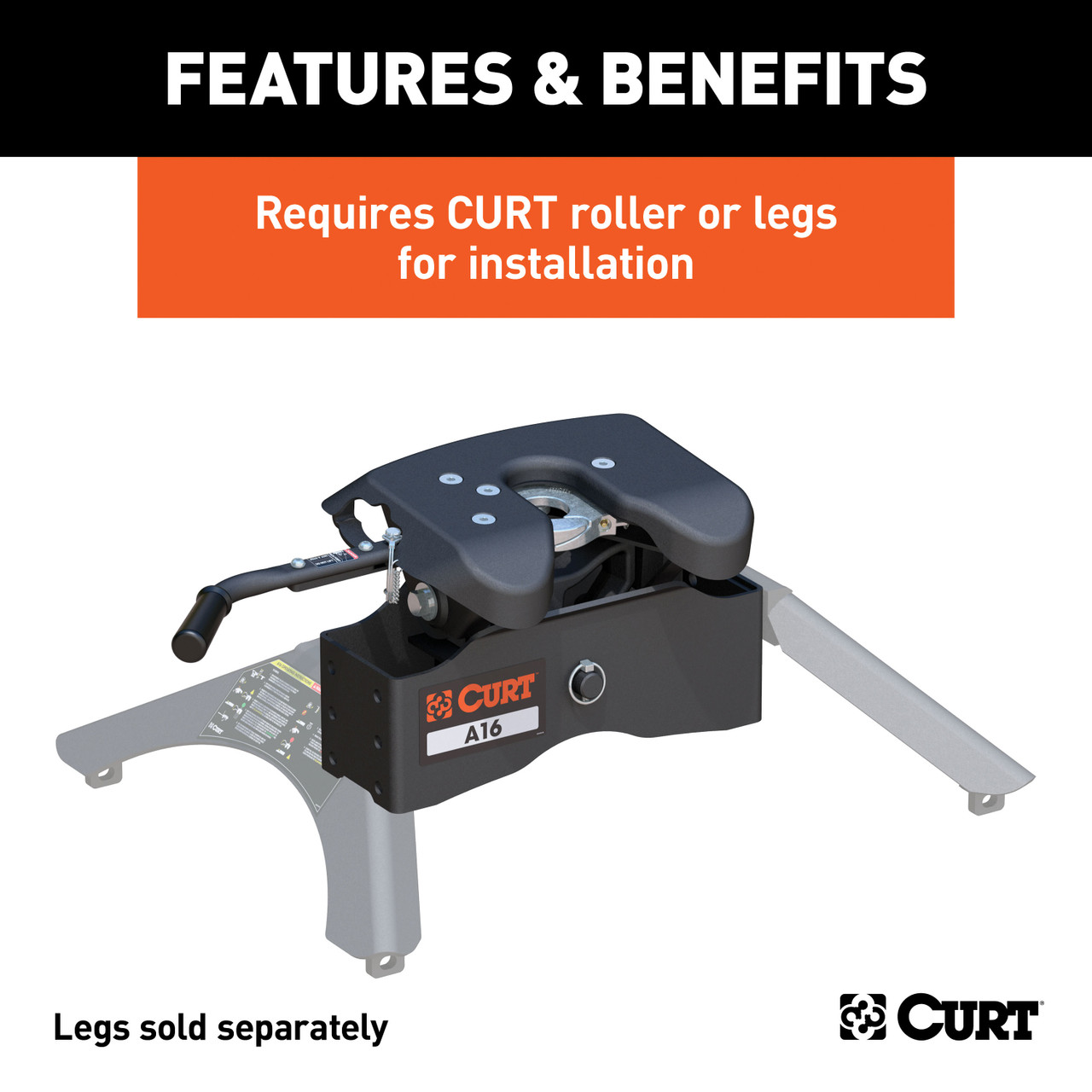 CURT A16 5th Wheel Hitch Head Fifth Wheel Trailer Hitch Head Unit