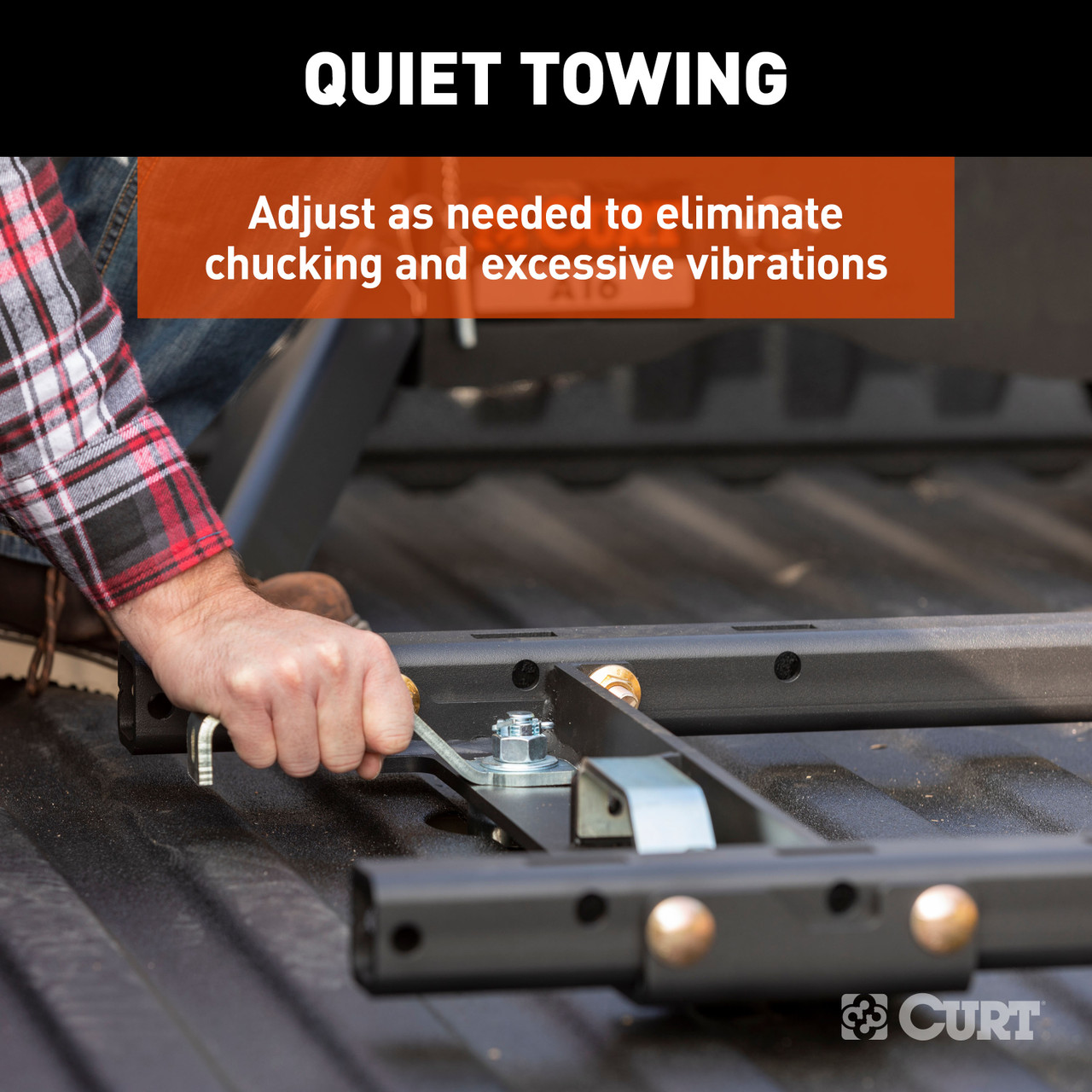 CURT Puck System 5th Wheel Adapter with Rails, Select Chevy, Ford, GMC, 25K Fifth Wheel Trailer Hitch Mount Leg