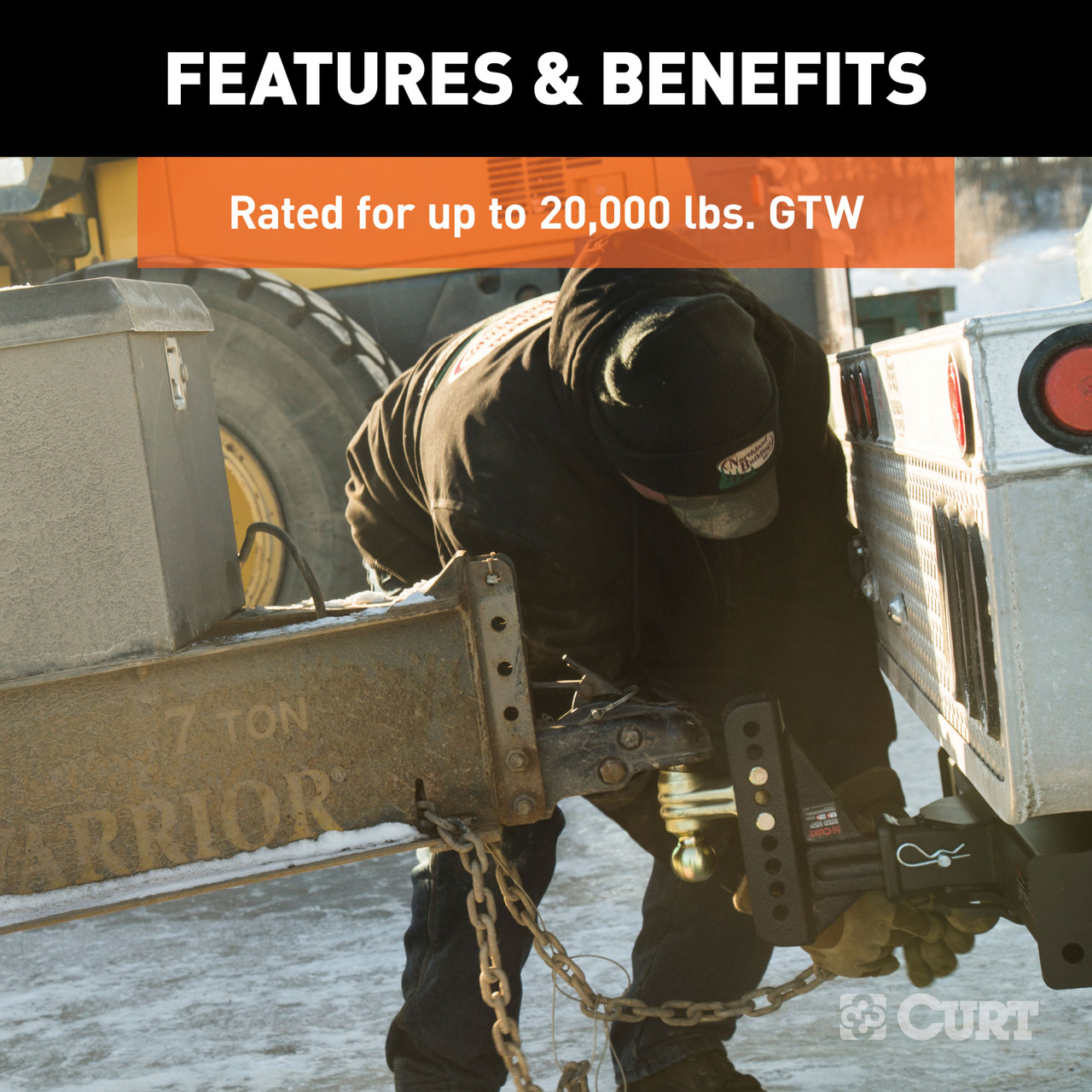 CURT Adjustable Channel Mount with Dual Ball (2-1/2" Shank, 20,000 lbss., 6" Drop) Trailer Hitch Ball Mount