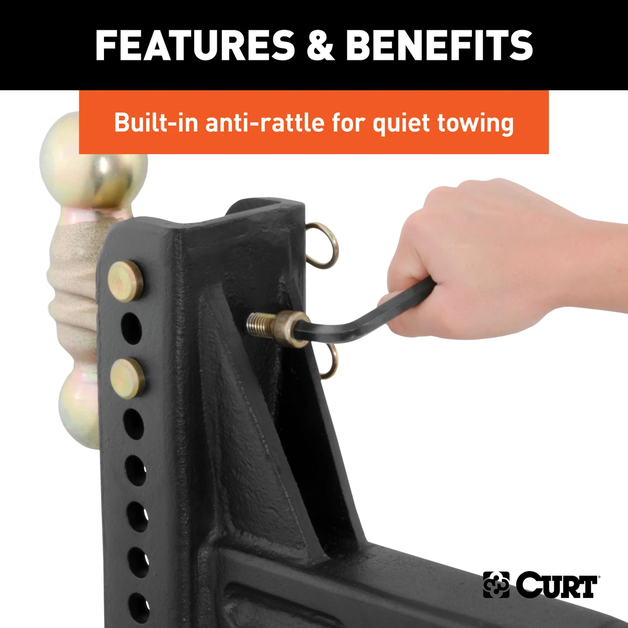 CURT Adjustable Channel Mount with Dual Ball (2-1/2" Shank, 20,000 lbss., 6" Drop) Trailer Hitch Ball Mount