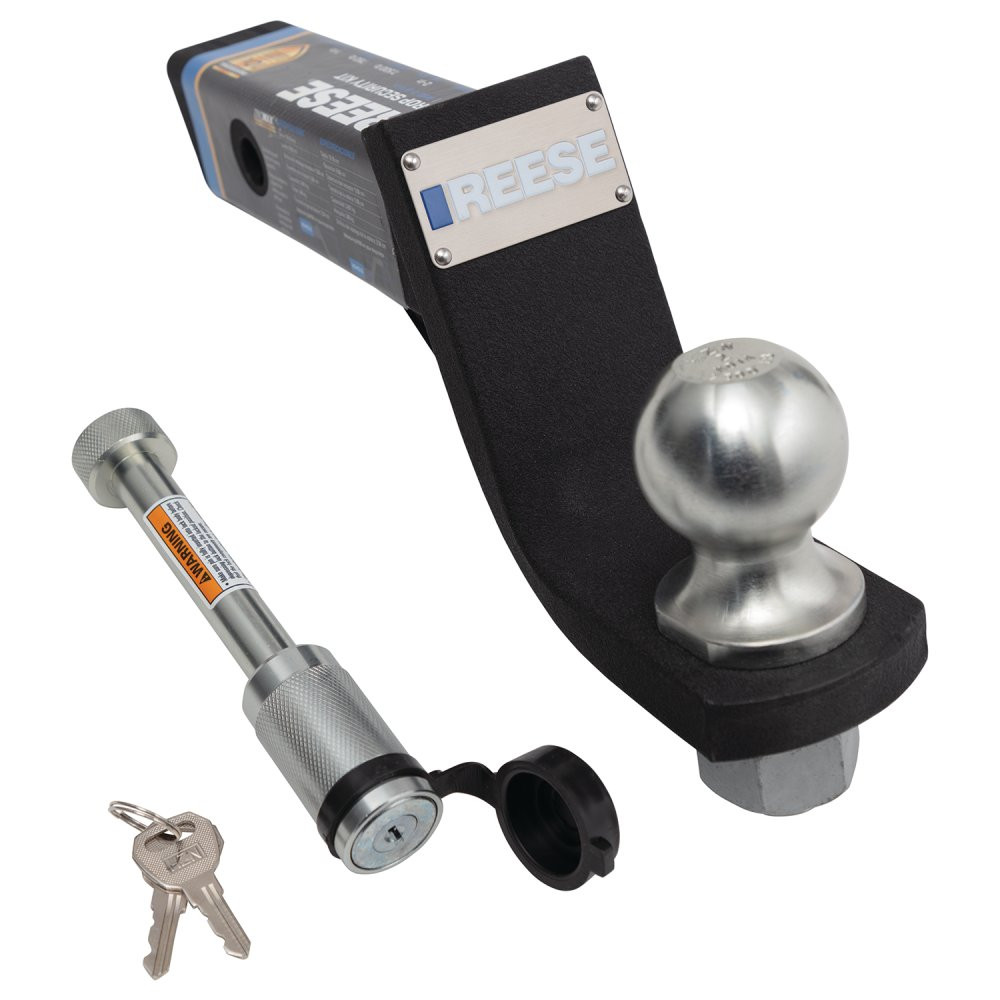 Reese Trailer Hitch Ball Mount Security Kit, Fits 2 in. Receiver, 4 in. Drop, 7,500 lbss. Capacity, Includes 2 in. Trailer Hitch Ball and Dogbone Style Receiver Lock