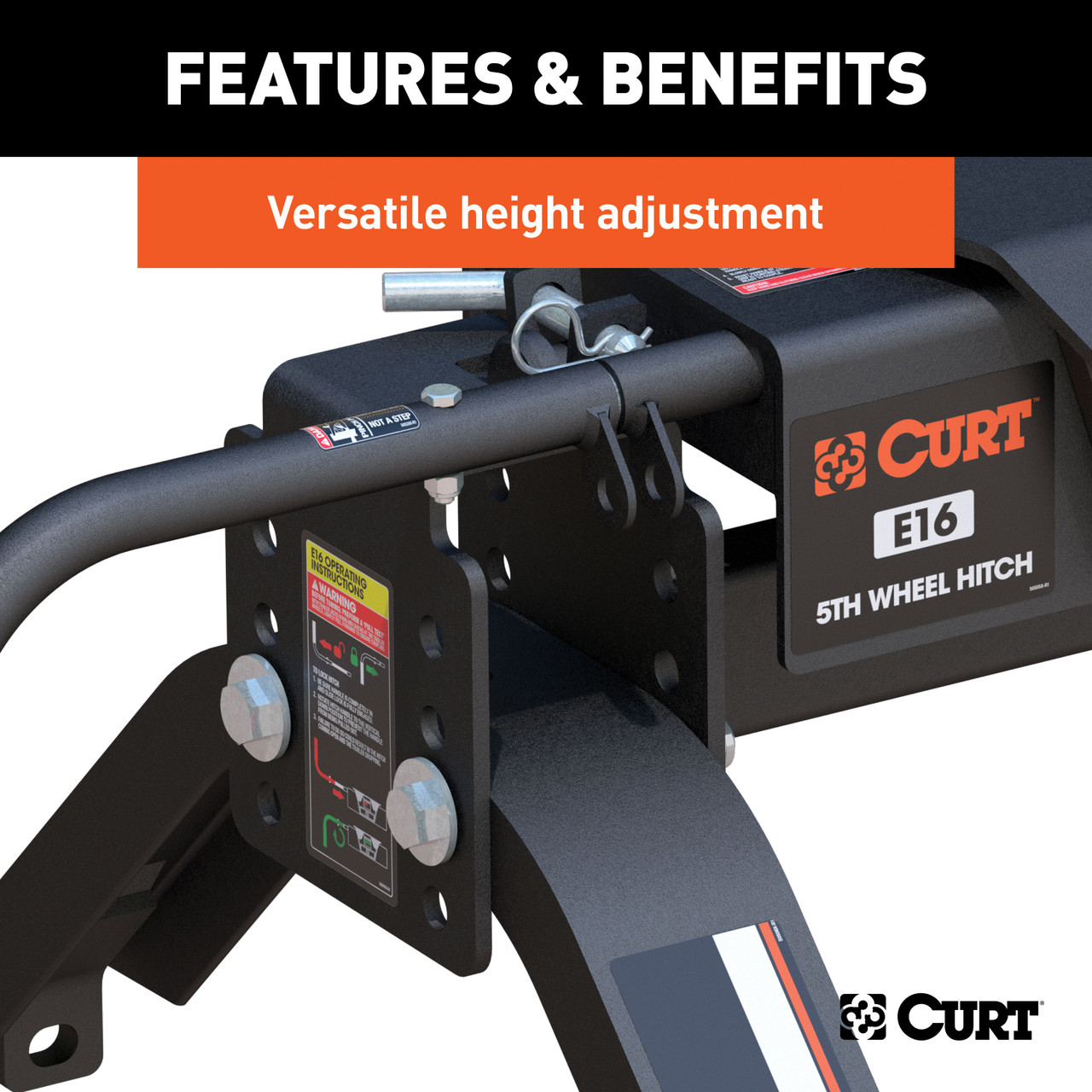 CURT 16K, E16 5th Wheel Hitch with Rails