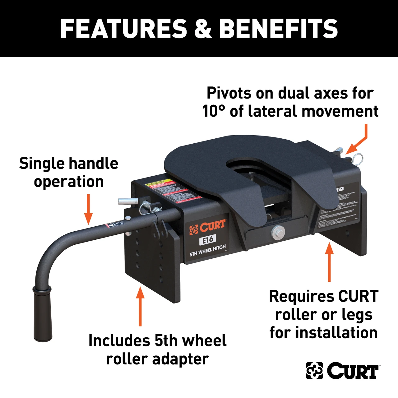 CURT 16K, E16 5th Wheel Hitch Head 