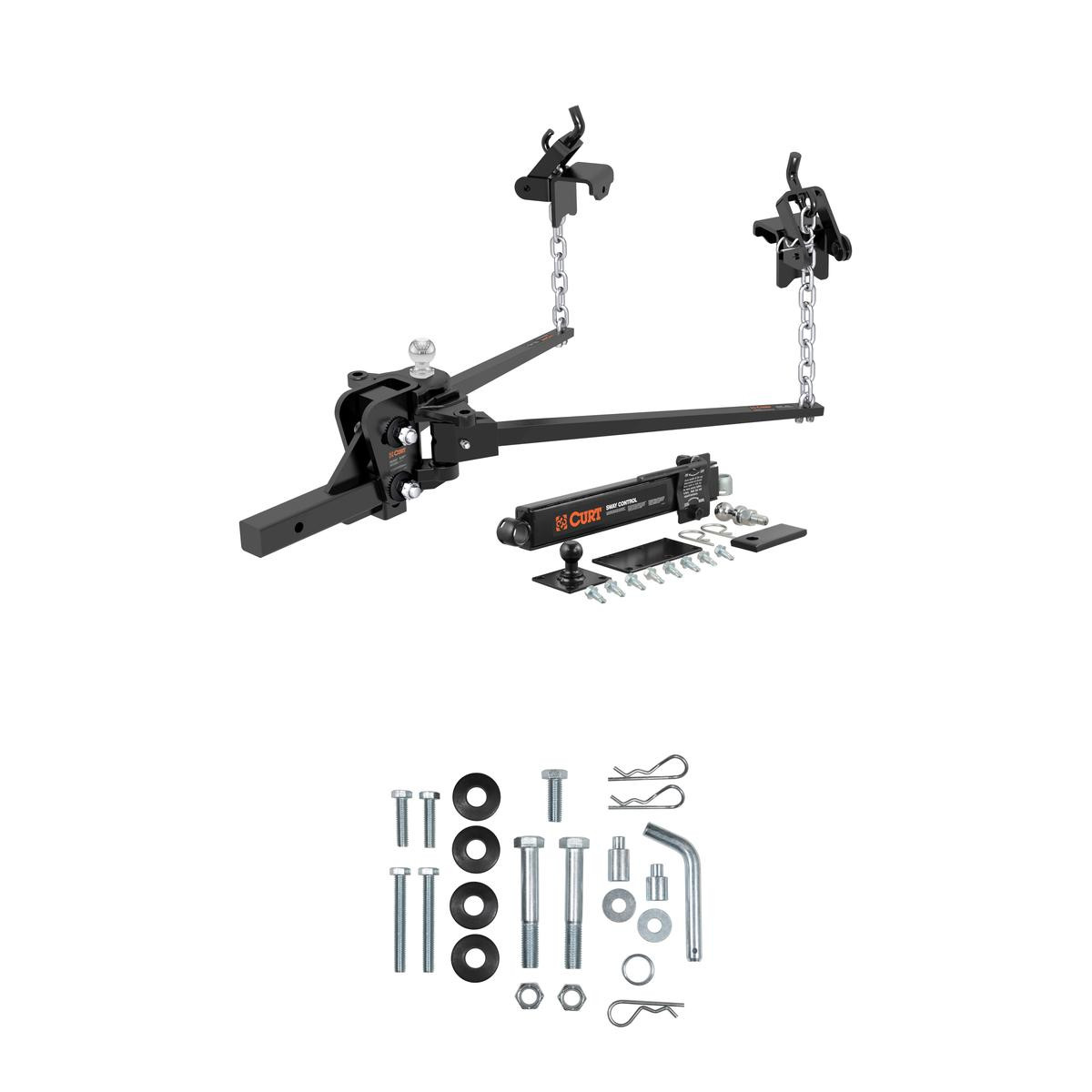 CURT (10-15K, 28-3/8") Short Trunnion Bar Weight Distribution Hitch with Sway Control