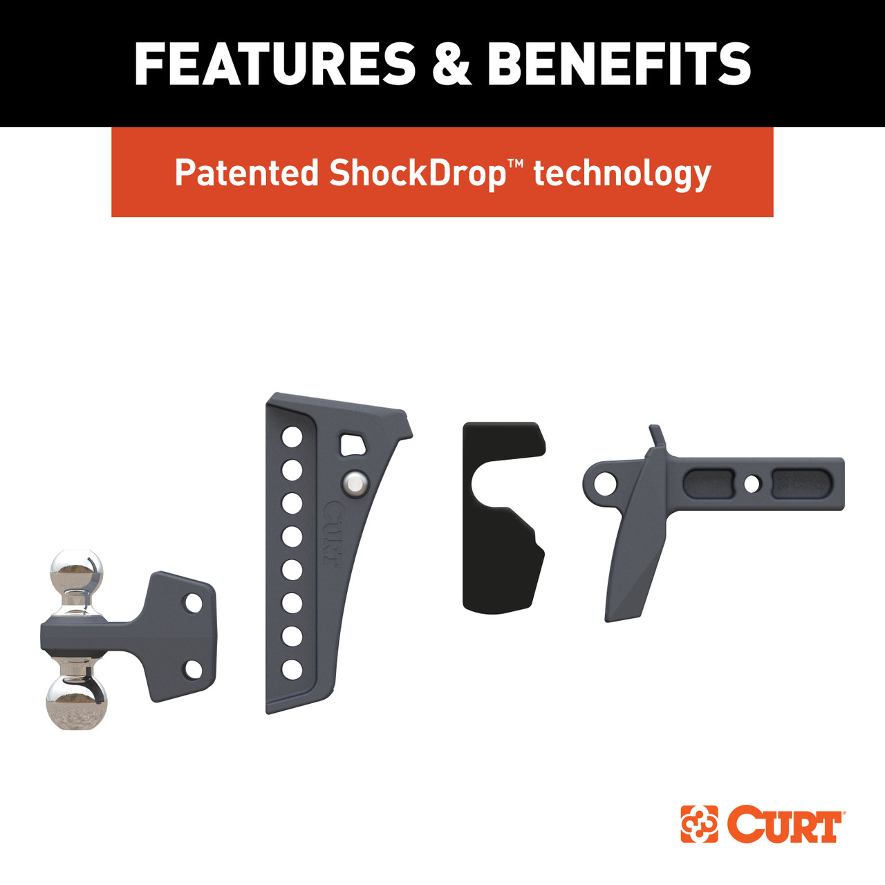 CURT Rebellion XD Adjustable Cushion Hitch (2" Shank, 2", 2-5/16" Balls, 15K) Trailer Hitch Ball Mount