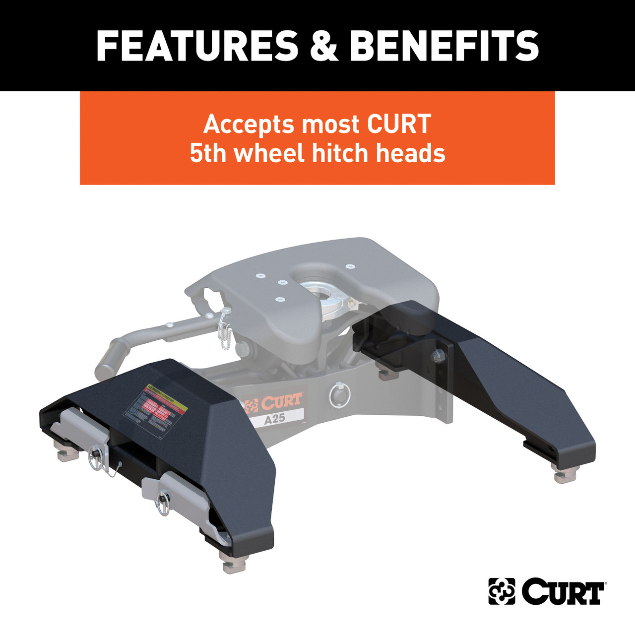 CURT Puck System 5th Wheel Legs, Select Silverado, Sierra 2500, 3500 HD, 8' Bed, 25K Fifth Wheel Trailer Hitch Mount Leg