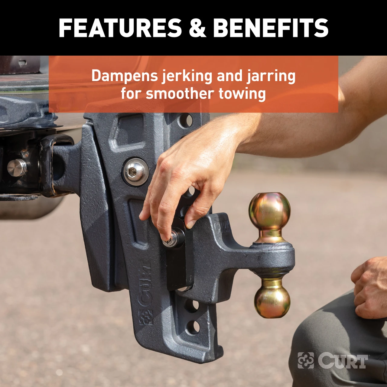 CURT Rebellion XD Adjustable Cushion Hitch (2-1/2" Shank, 2", 2-5/16" Balls, 20K) Trailer Hitch Ball Mount