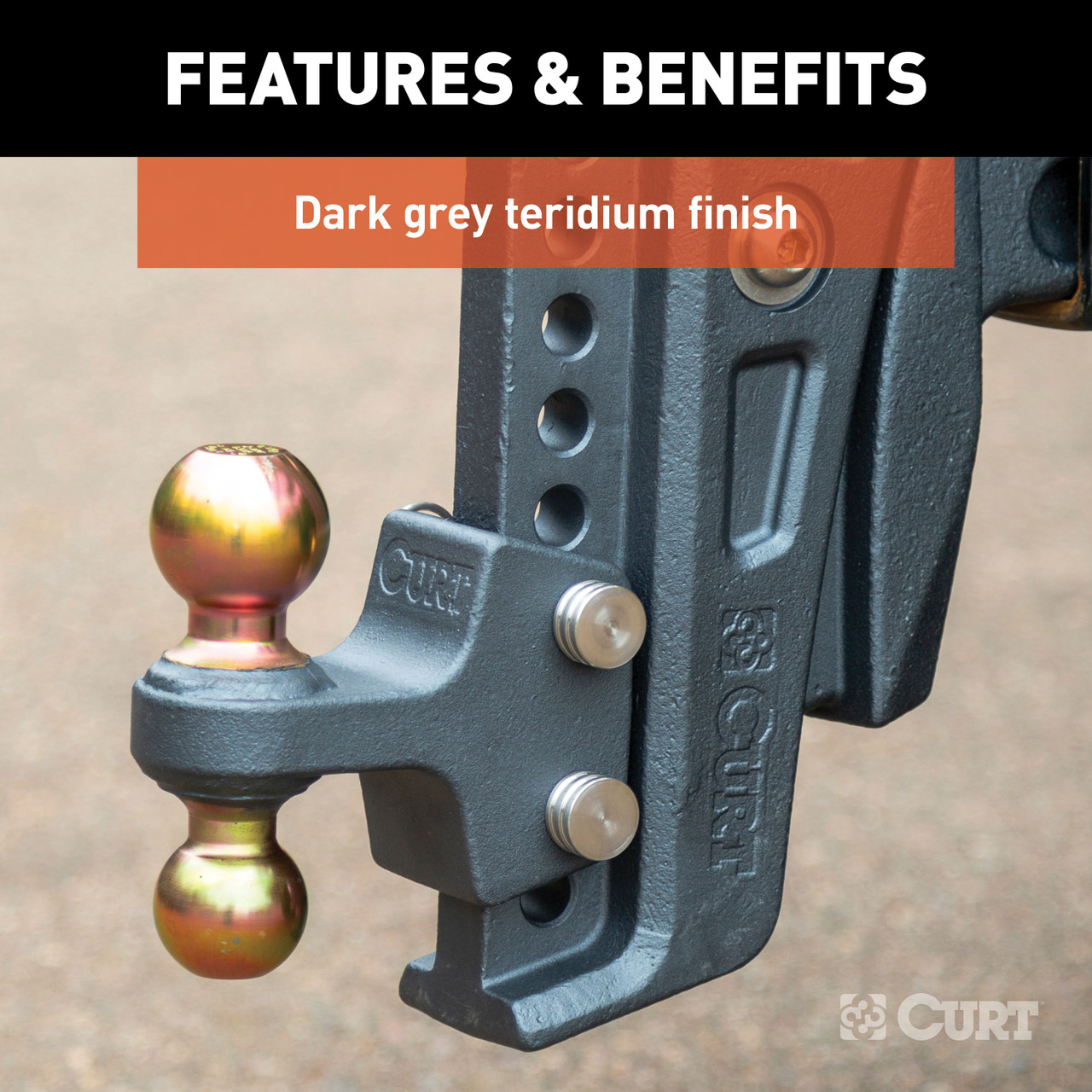 CURT Rebellion XD Adjustable Cushion Hitch (2-1/2" Shank, 2", 2-5/16" Balls, 20K) Trailer Hitch Ball Mount