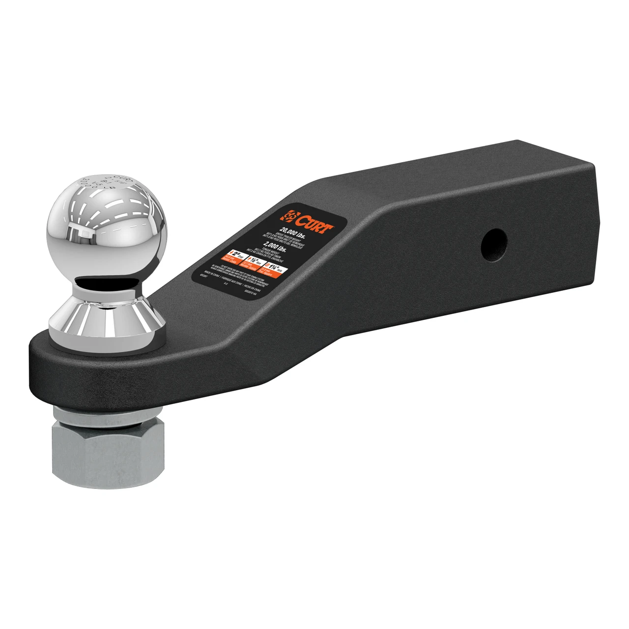 CURT Loaded Forged Ball Mount with 2-5/16" Ball (2-1/2" Shank, 20,000 lbss, 2" Drop) Trailer Hitch Ball Mount