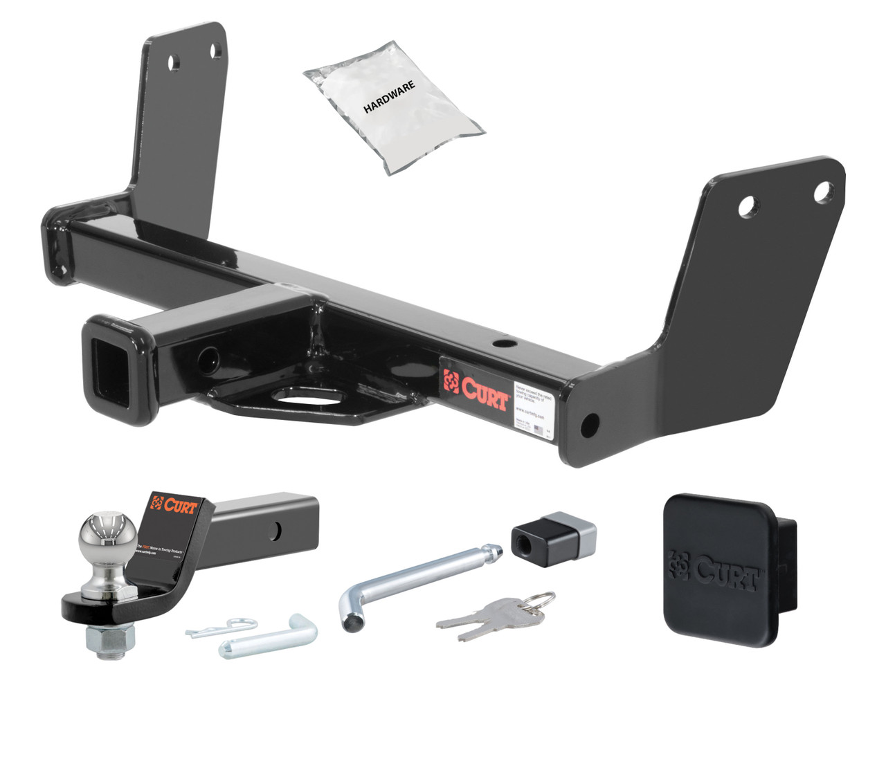 00 - 05 Volkswagen Passat Wagon, 4MOTION, excluding W8 1.25in. CURT Trailer Hitch + Ball Mount + Cover + Lock Kit by CURT HWA2510