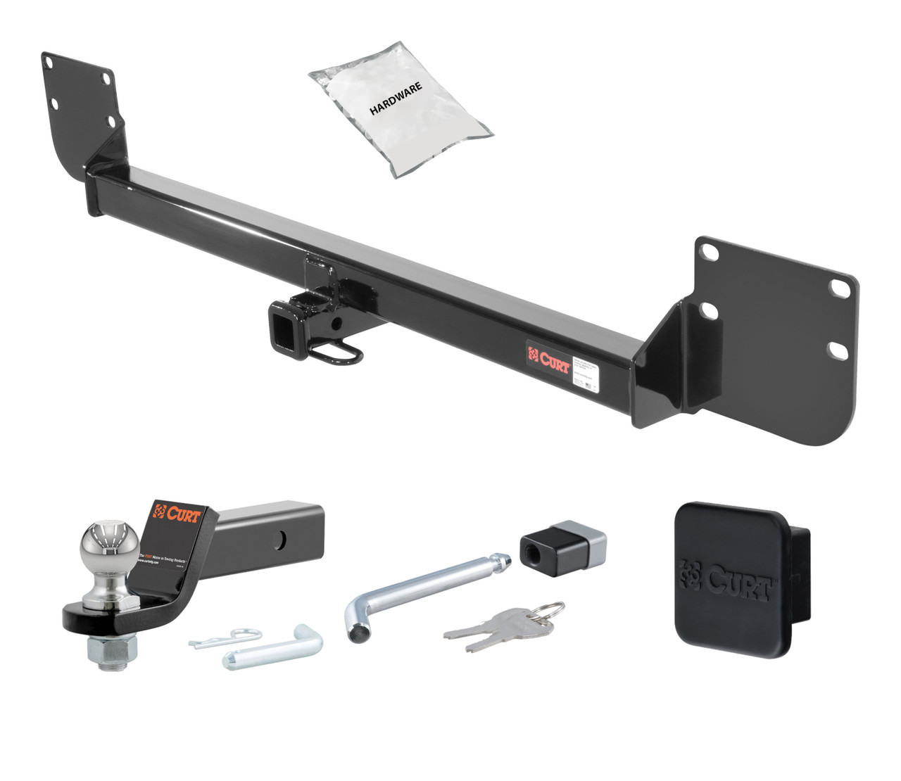 02 - 06 Mini Cooper 2-door hatchback, excluding 'S' model 1.25in. CURT Trailer Hitch + Ball Mount + Cover + Lock Kit by CURT HWA1965