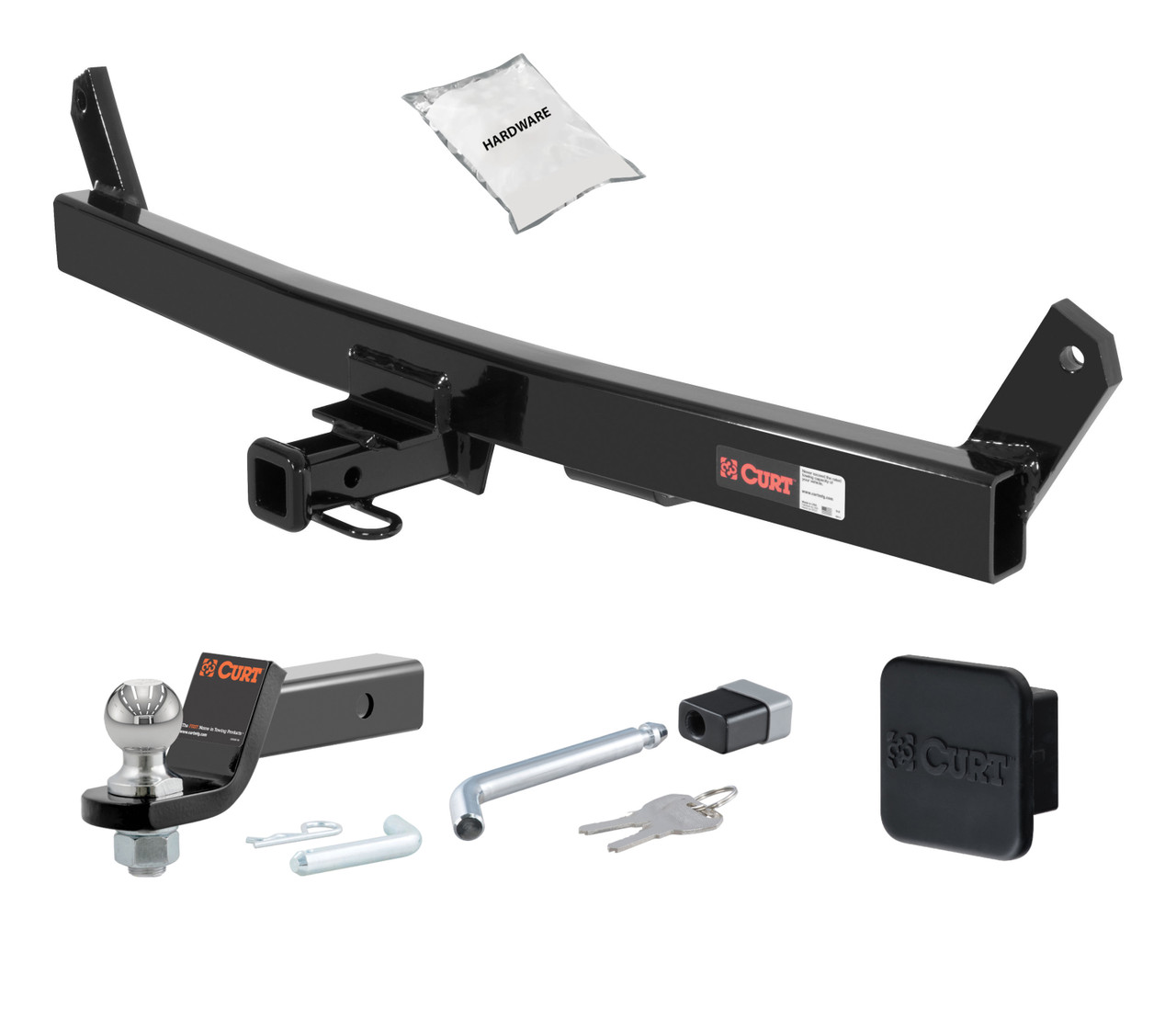 98 - 02 Volvo C70  Coupe 1.25in. CURT Trailer Hitch + Ball Mount + Cover + Lock Kit by CURT HWA2538