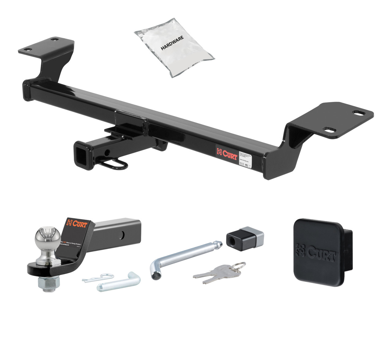 09 - 10 Pontiac Vibe Excluding GT 1.25in. CURT Trailer Hitch + Ball Mount + Cover + Lock Kit by CURT HWA2142