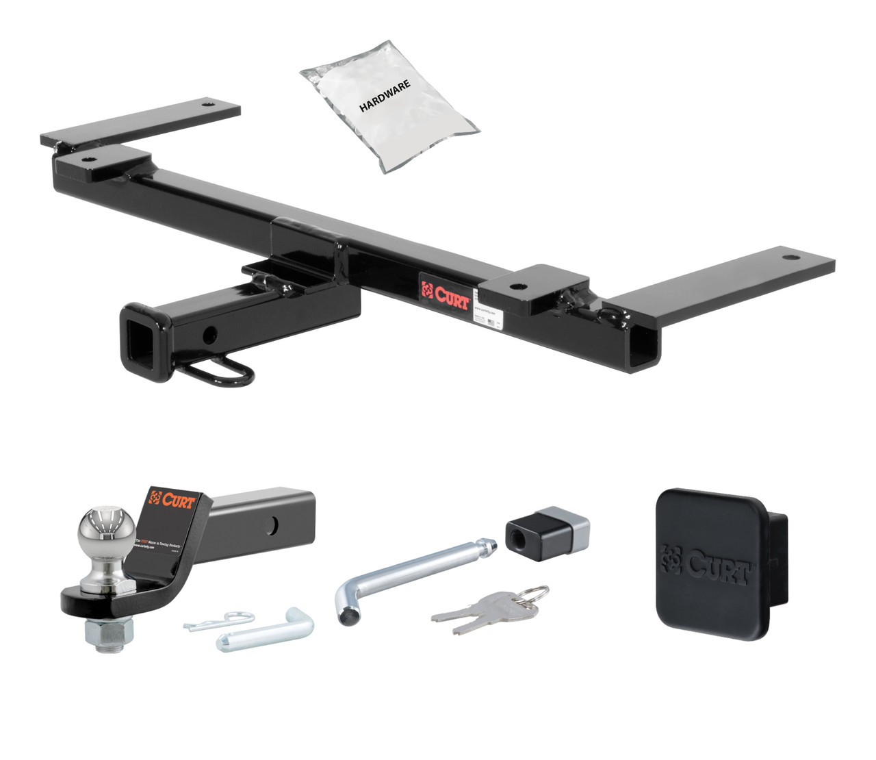 97 - 04 Chevrolet Corvette Coupe and convertible, excluding dual mode exhaust 1.25in. CURT Trailer Hitch + Ball Mount + Cover + Lock Kit by CURT HWA329