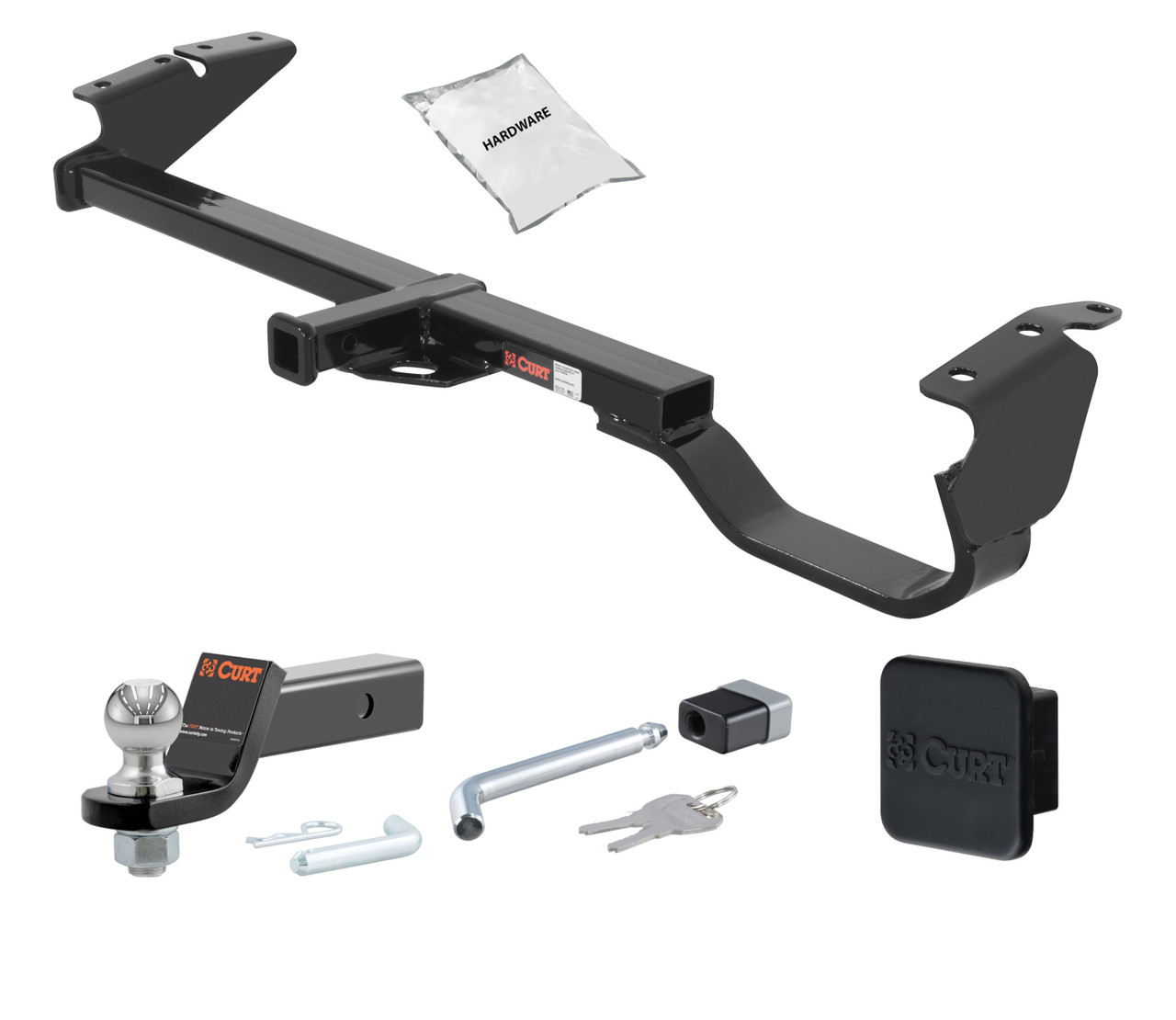 99 - 03 Toyota Solara -- 1.25in. CURT Trailer Hitch + Ball Mount + Cover + Lock Kit by CURT HWA2441