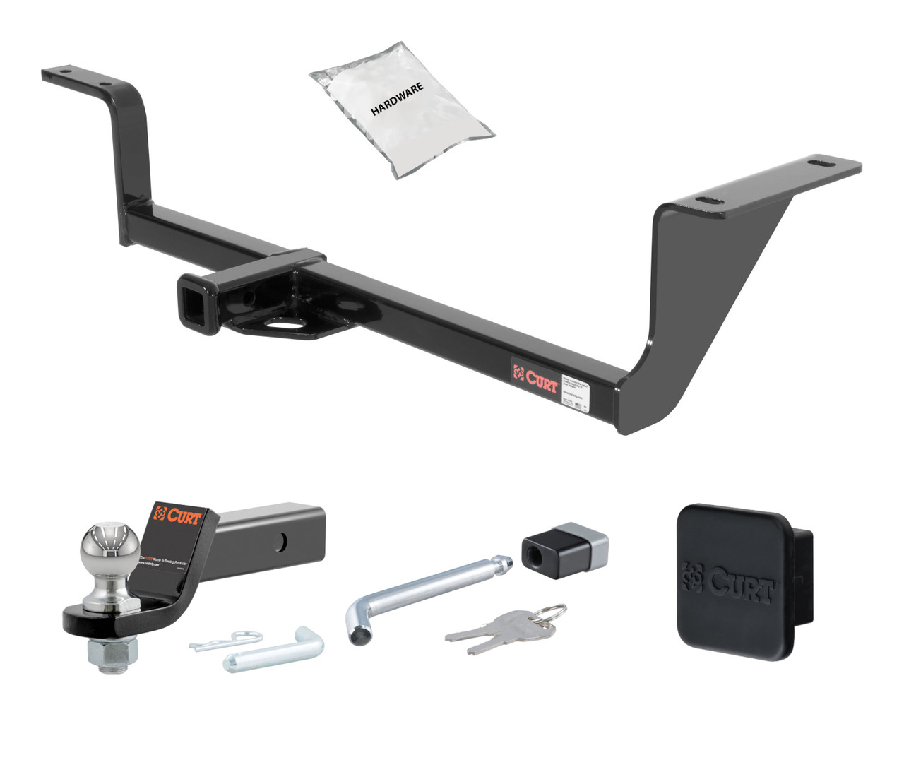 09 - 17 Volkswagen CC Excluding 4MOTION 1.25in. CURT Trailer Hitch + Ball Mount + Cover + Lock Kit by CURT HWA2473