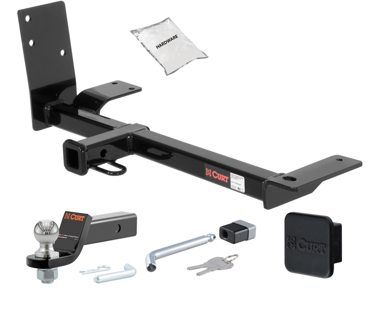 99 - 06 Volkswagen Golf Hatchback, 8th digit of VIN is 'J', 4MOTION, excluding VR6 and R32 1.25in. CURT Trailer Hitch + Ball Mount + Cover + Lock Kit by CURT HWA2480