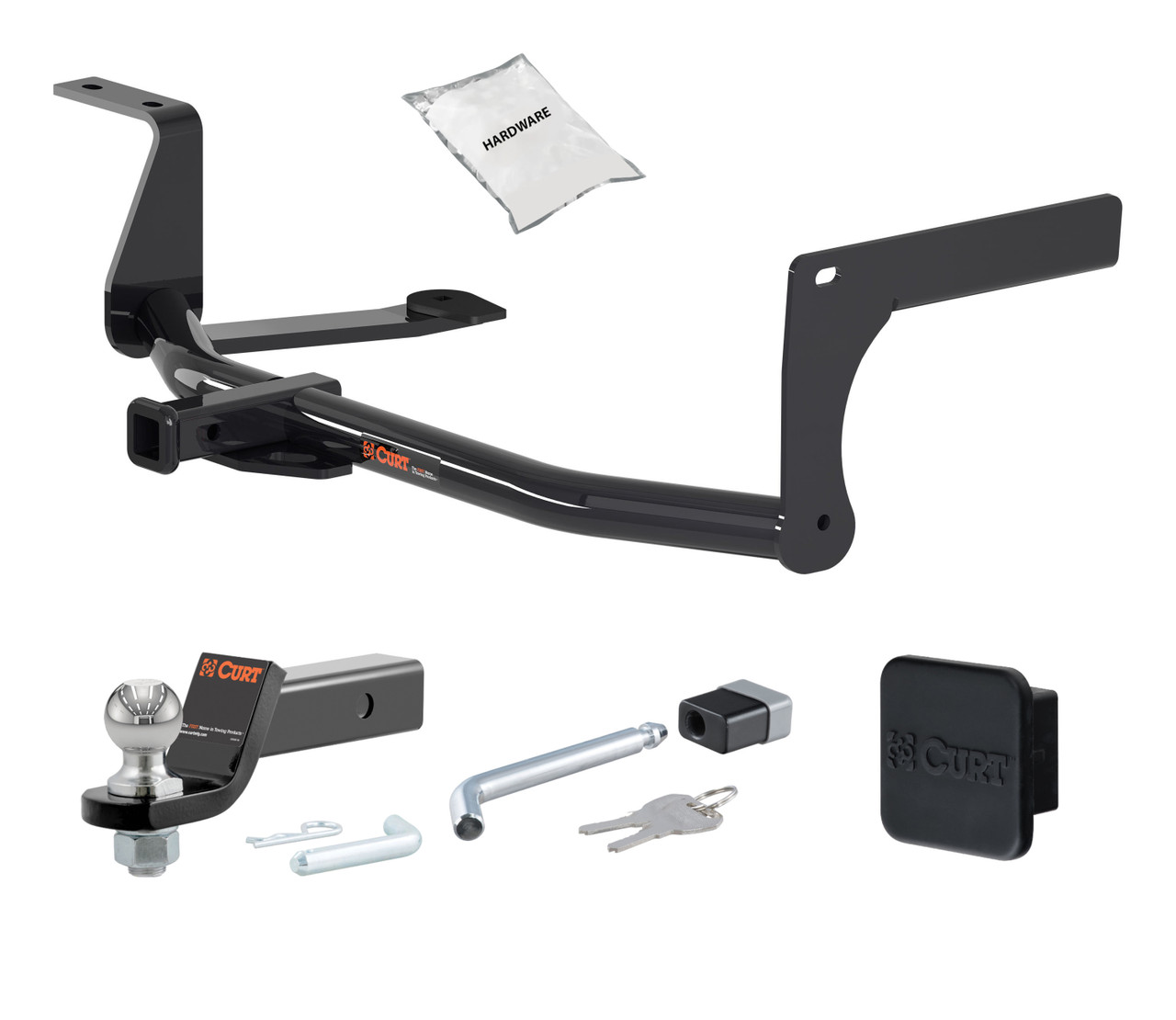 10 - 14 Volkswagen Golf Wagon (Canada only), excluding diesel 1.25in. CURT Trailer Hitch + Ball Mount + Cover + Lock Kit by CURT HWA2482