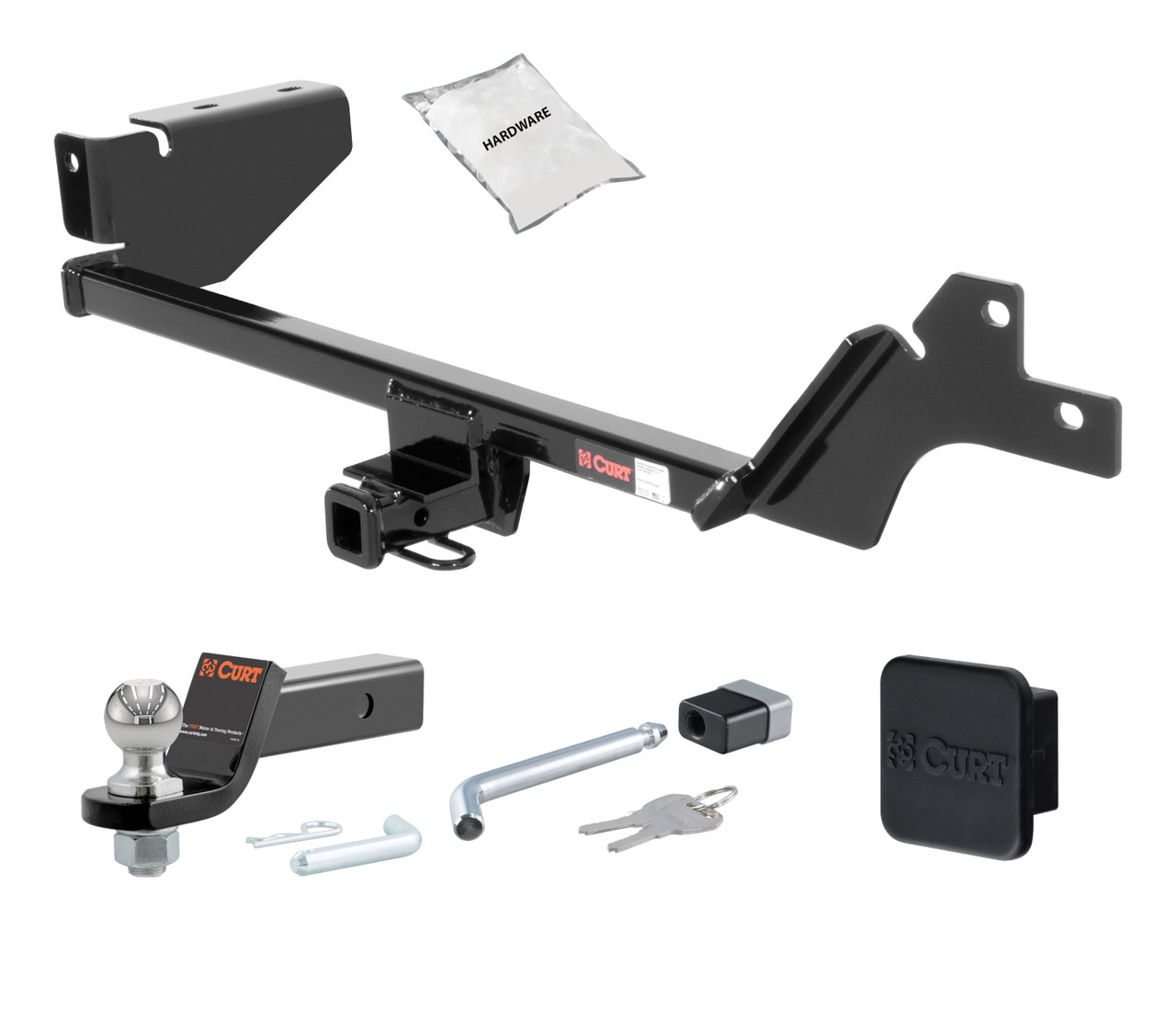 07 - 10 KIA Rondo -- 1.25in. CURT Trailer Hitch + Ball Mount + Cover + Lock Kit by CURT HWA1612
