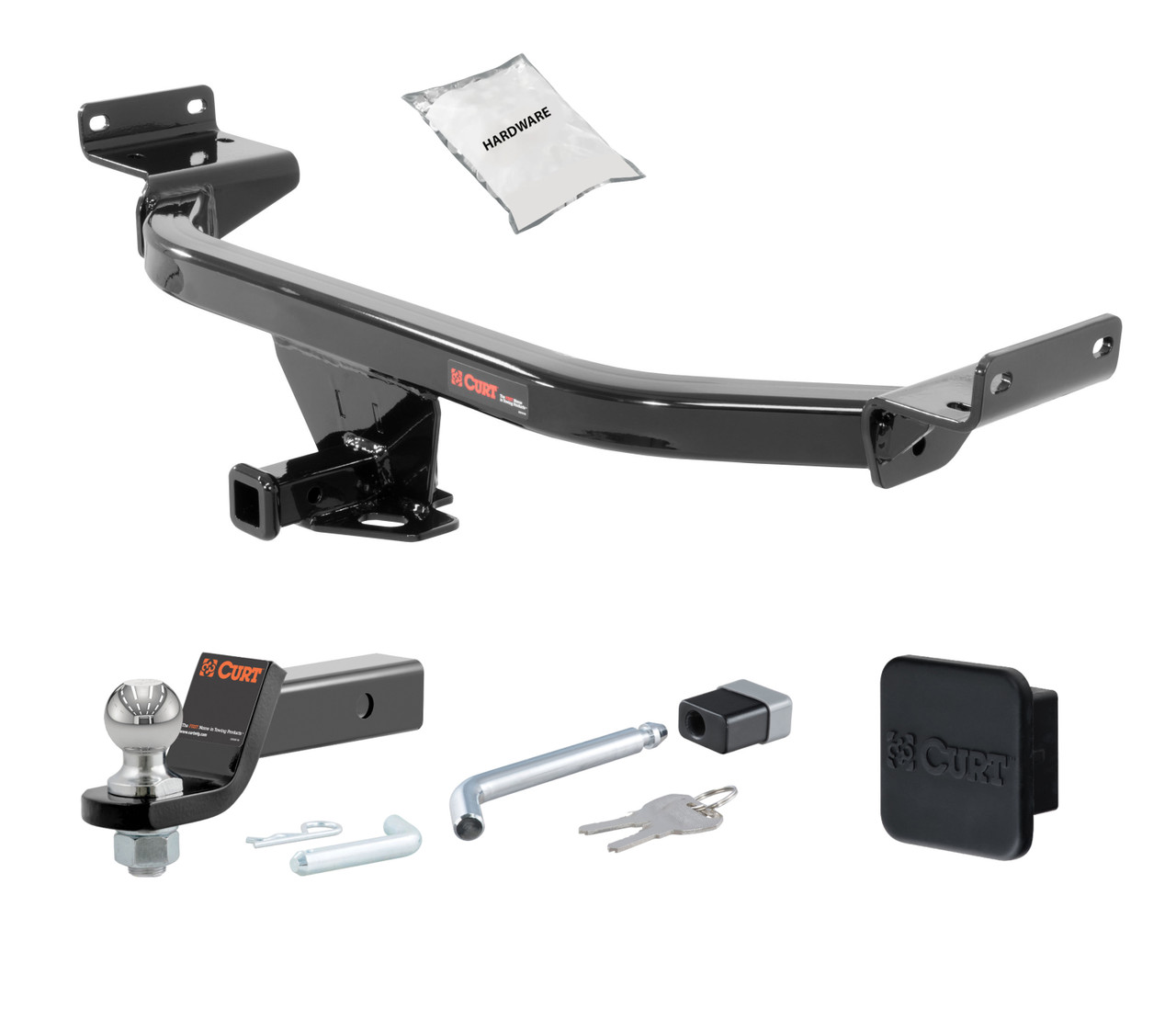 17 - 22 KIA Sportage -- 1.25in. CURT Trailer Hitch + Ball Mount + Cover + Lock Kit by CURT HWA1635