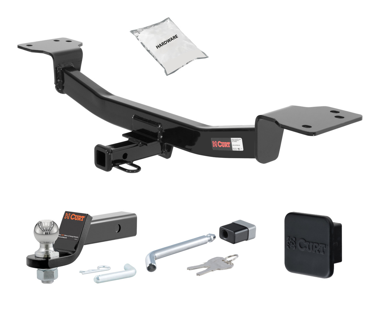 04 - 10 KIA Sportage -- 1.25in. CURT Trailer Hitch + Ball Mount + Cover + Lock Kit by CURT HWA1640