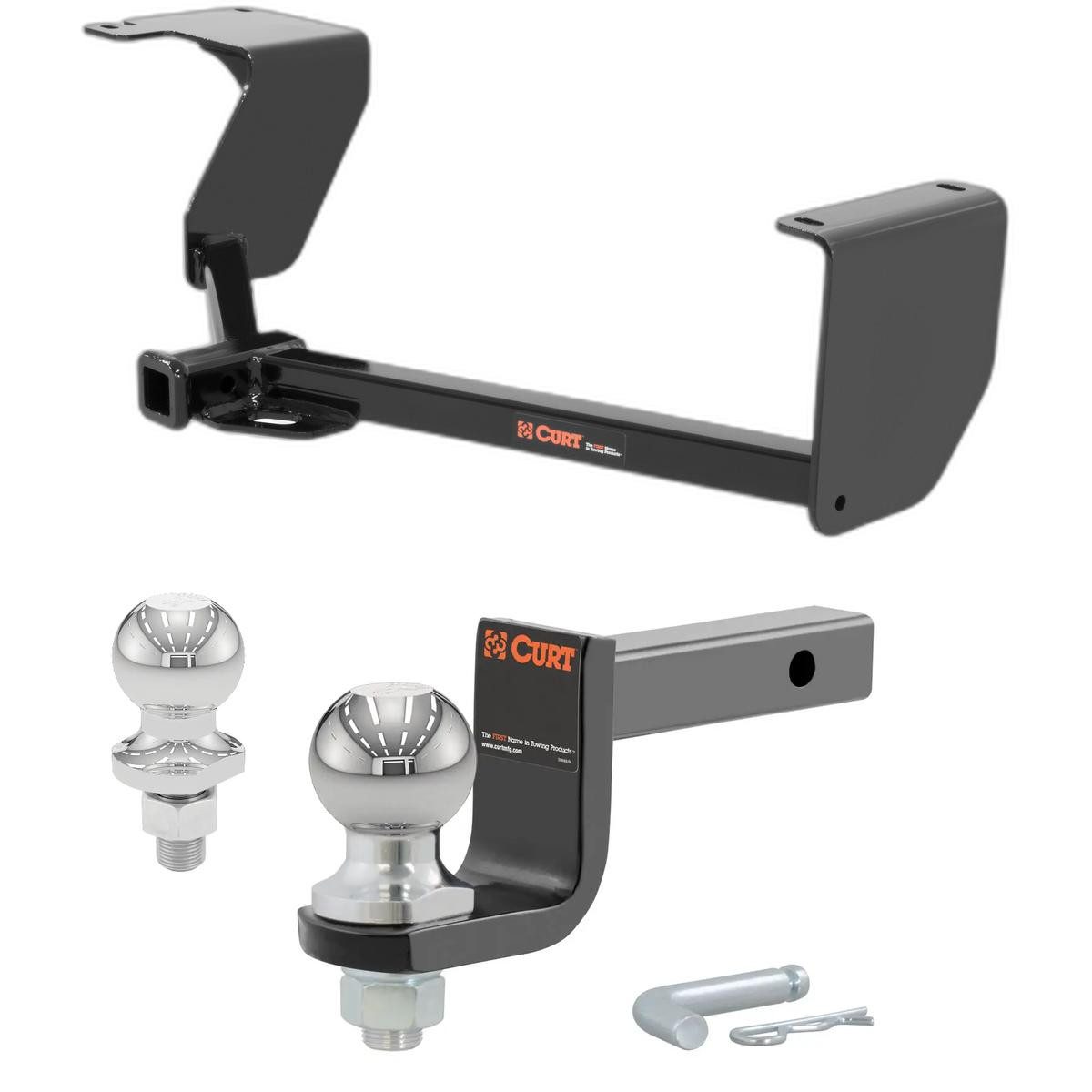 2012-2019 Fiat 500 Excluding Abarth models Class 1 Trailer Hitch, 1-1/4" Receiver + 2" Ball + 1-7/8" Ball Kit