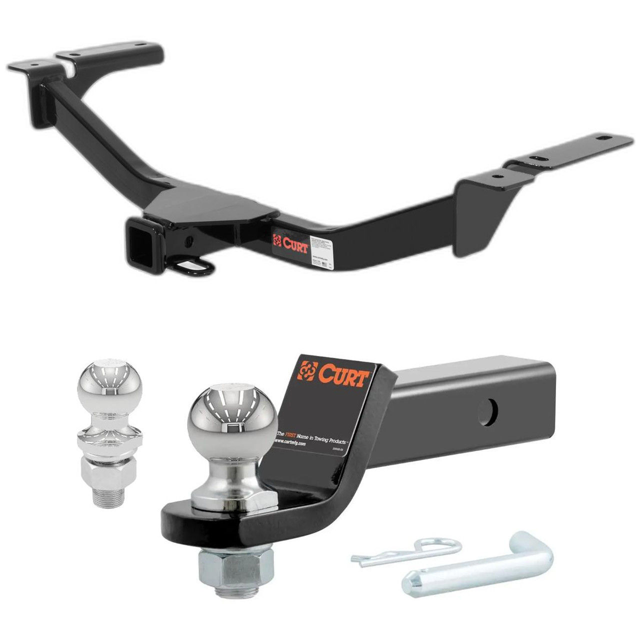 2007-2014 Ford Edge All CURT Class 3 Trailer Hitch, 2" Receiver + 2" Ball + 1-7/8" Ball Kit