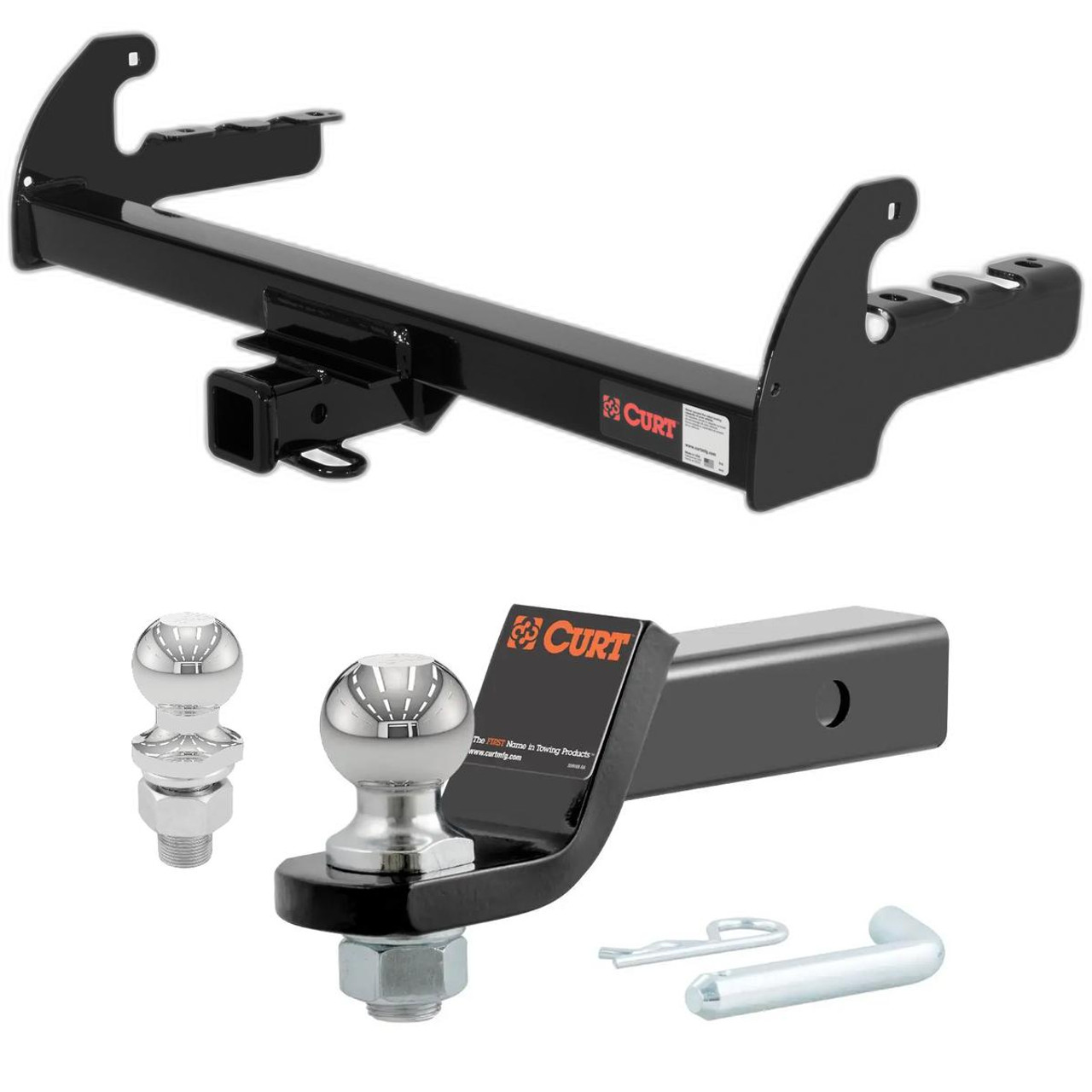1987-2004 Dodge Dakota All CURT Class 3 Trailer Hitch, 2" Receiver + 2" Ball + 1-7/8" Ball Kit
