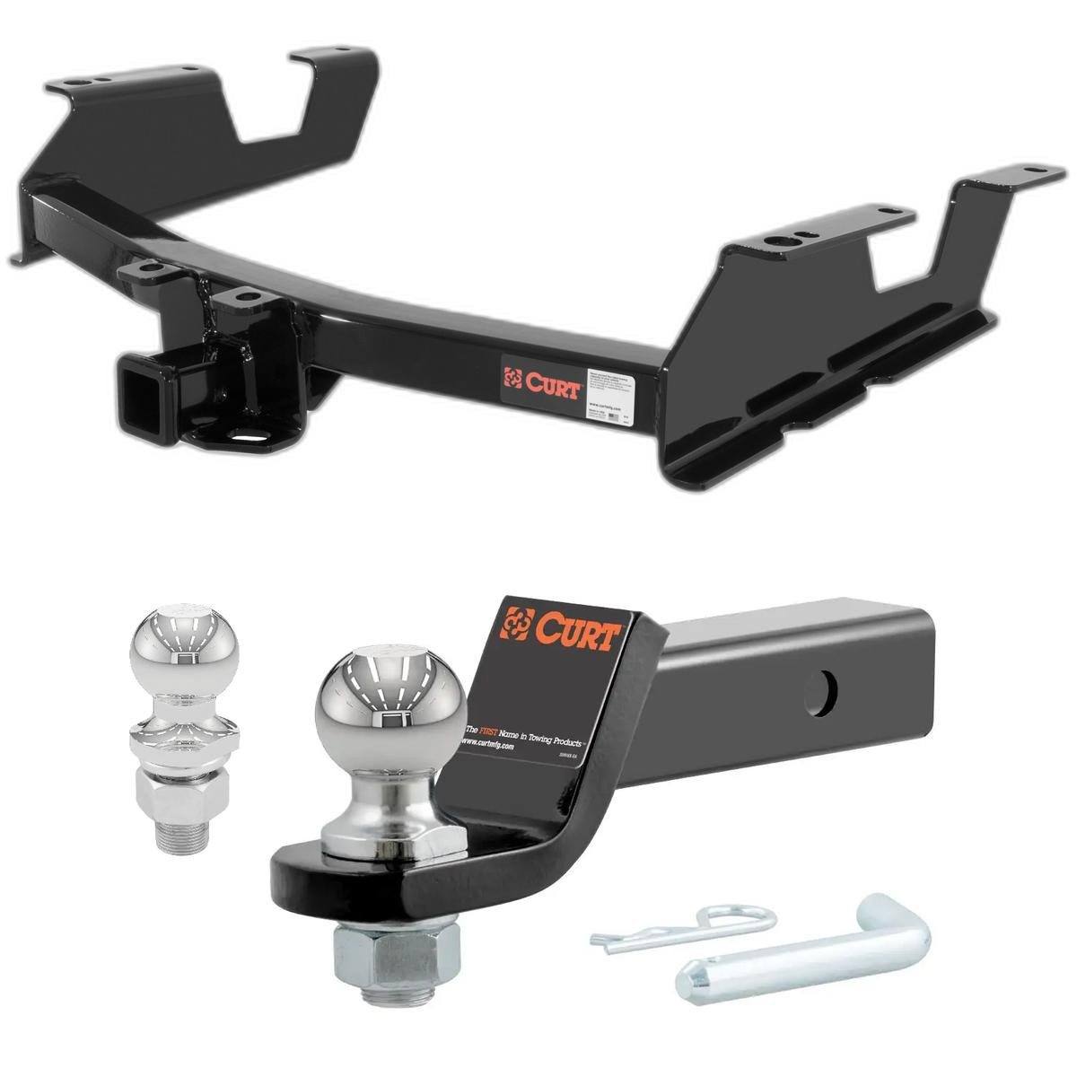 2011-2014 GMC Sierra 2500 HD 8' bed, excluding factory receiver, Tommy Gate lift or cab & chassis CURT Class 4 Hitch, 2" Receiver + 2" Ball + 1-7/8" Ball Kit