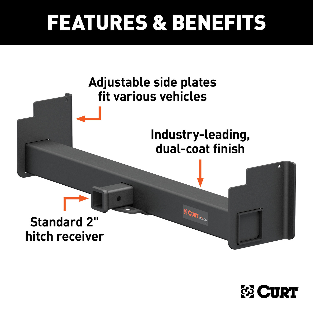CURT Universal Weld-On Trailer Hitch, 2" Receiver (18" to 43" Frames, 3-1/8" Drop) Trailer Hitch